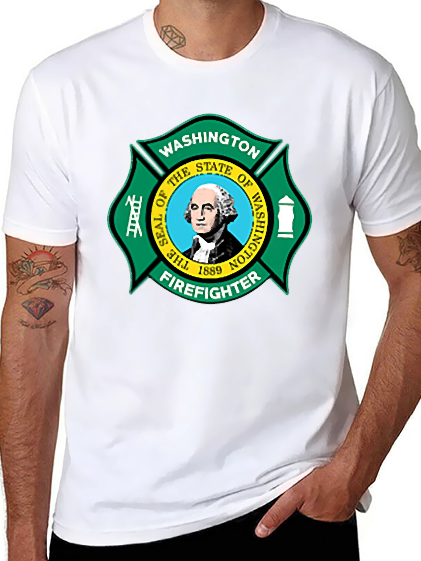 Washington Firefighter T-Shirt - State Seal Graphic Tee