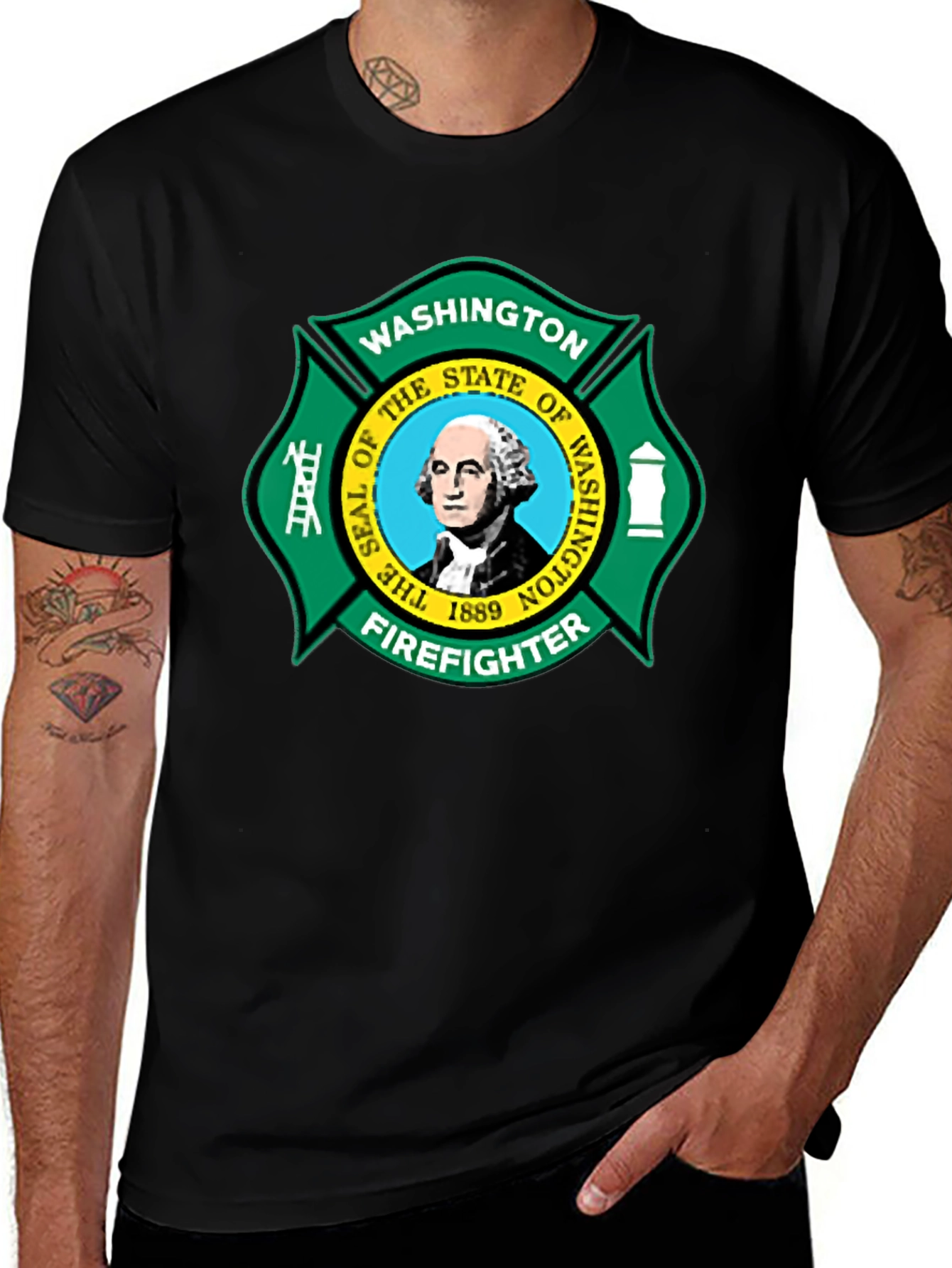 Washington Firefighter T-Shirt - State Seal Graphic Tee