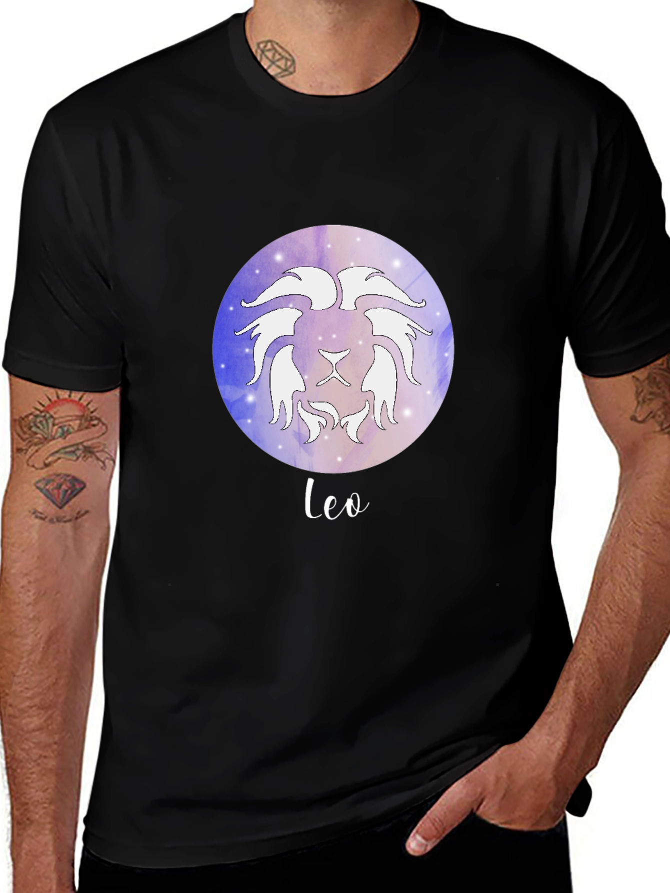 Leo Zodiac Graphic Tee - Black Cotton Astrology T-Shirt