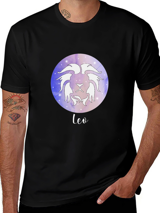 Leo Zodiac Graphic Tee - Black Cotton Astrology T-Shirt