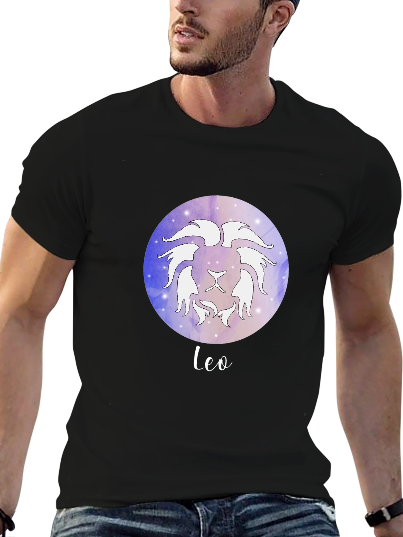 Leo Zodiac Graphic Tee - Black Cotton Astrology T-Shirt