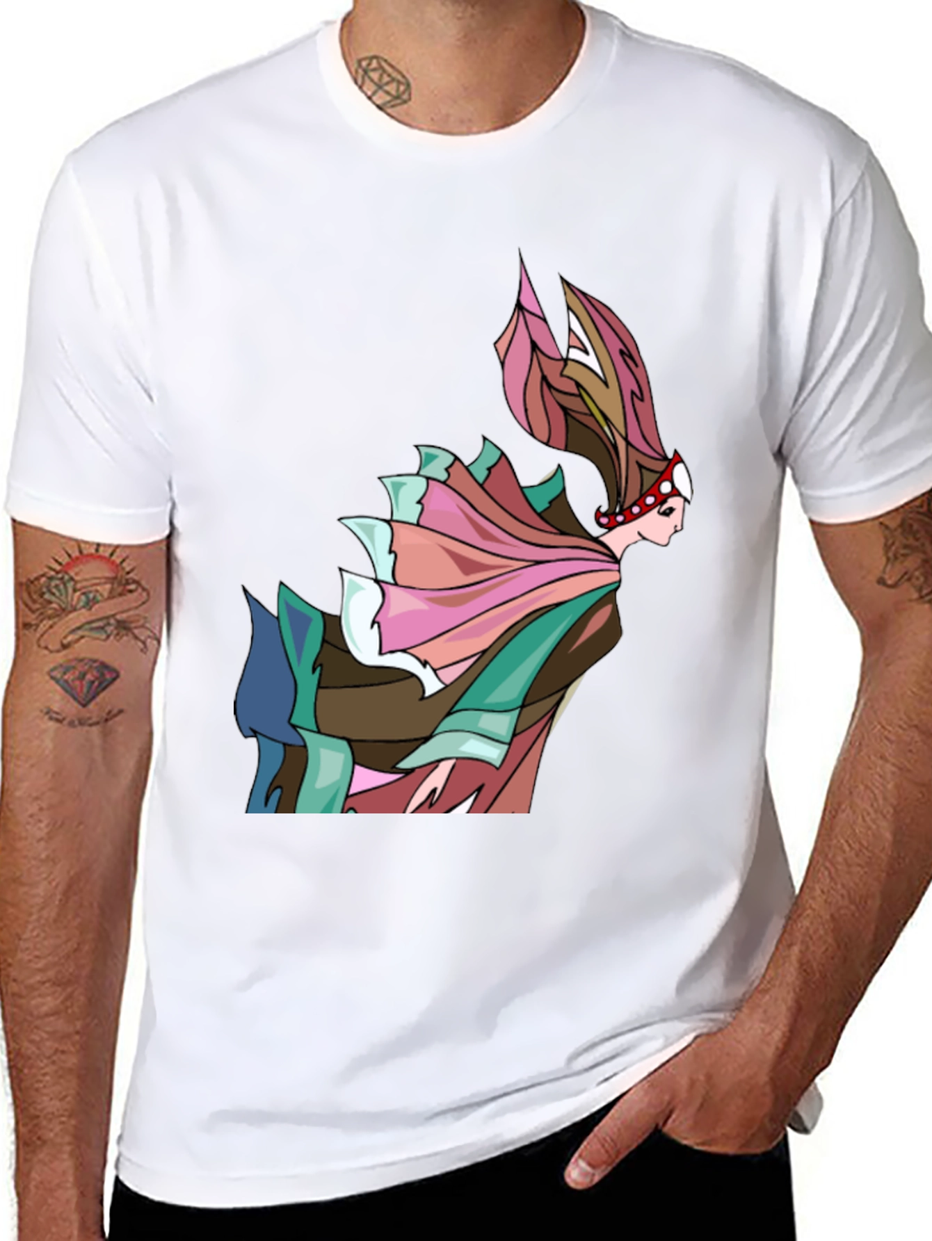 Abstract Woman Graphic Tee - Artistic Black T-Shirt