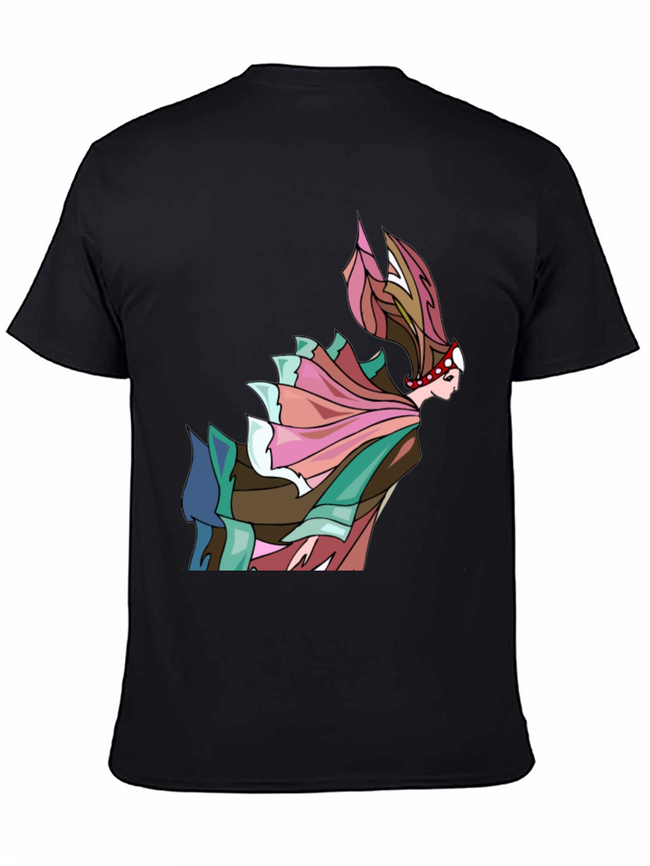 Abstract Woman Graphic Tee - Artistic Black T-Shirt