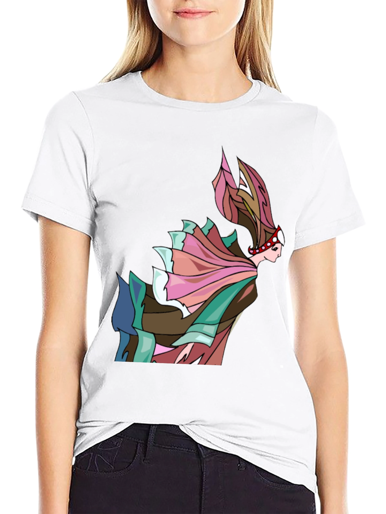Abstract Woman Graphic Tee - Artistic Black T-Shirt