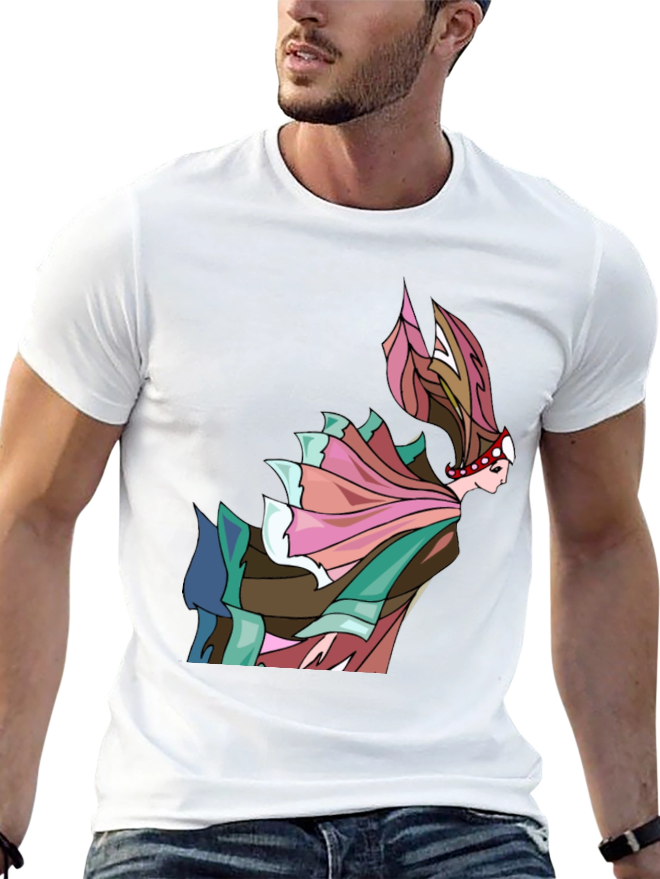 Abstract Woman Graphic Tee - Artistic Black T-Shirt