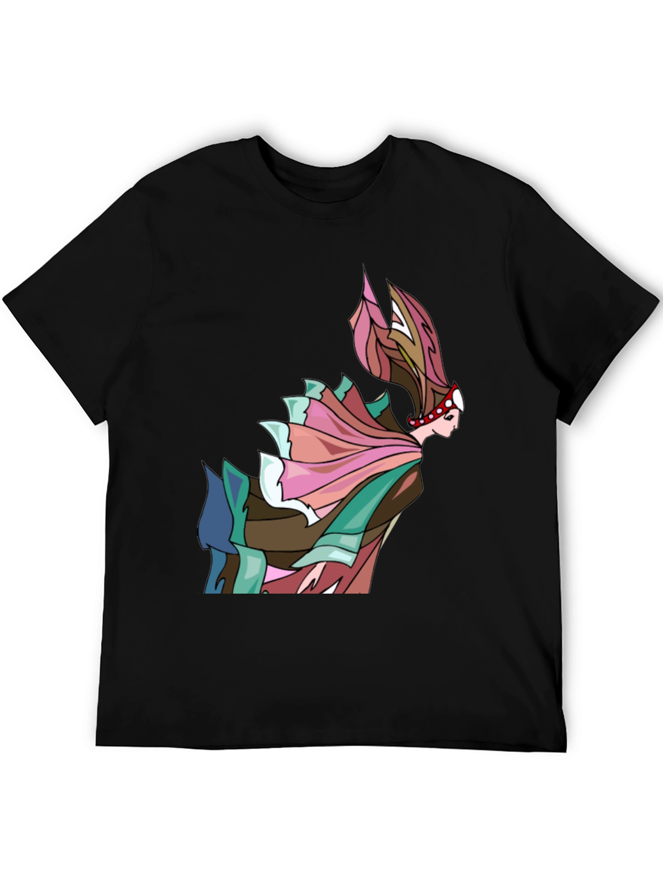 Abstract Woman Graphic Tee - Artistic Black T-Shirt