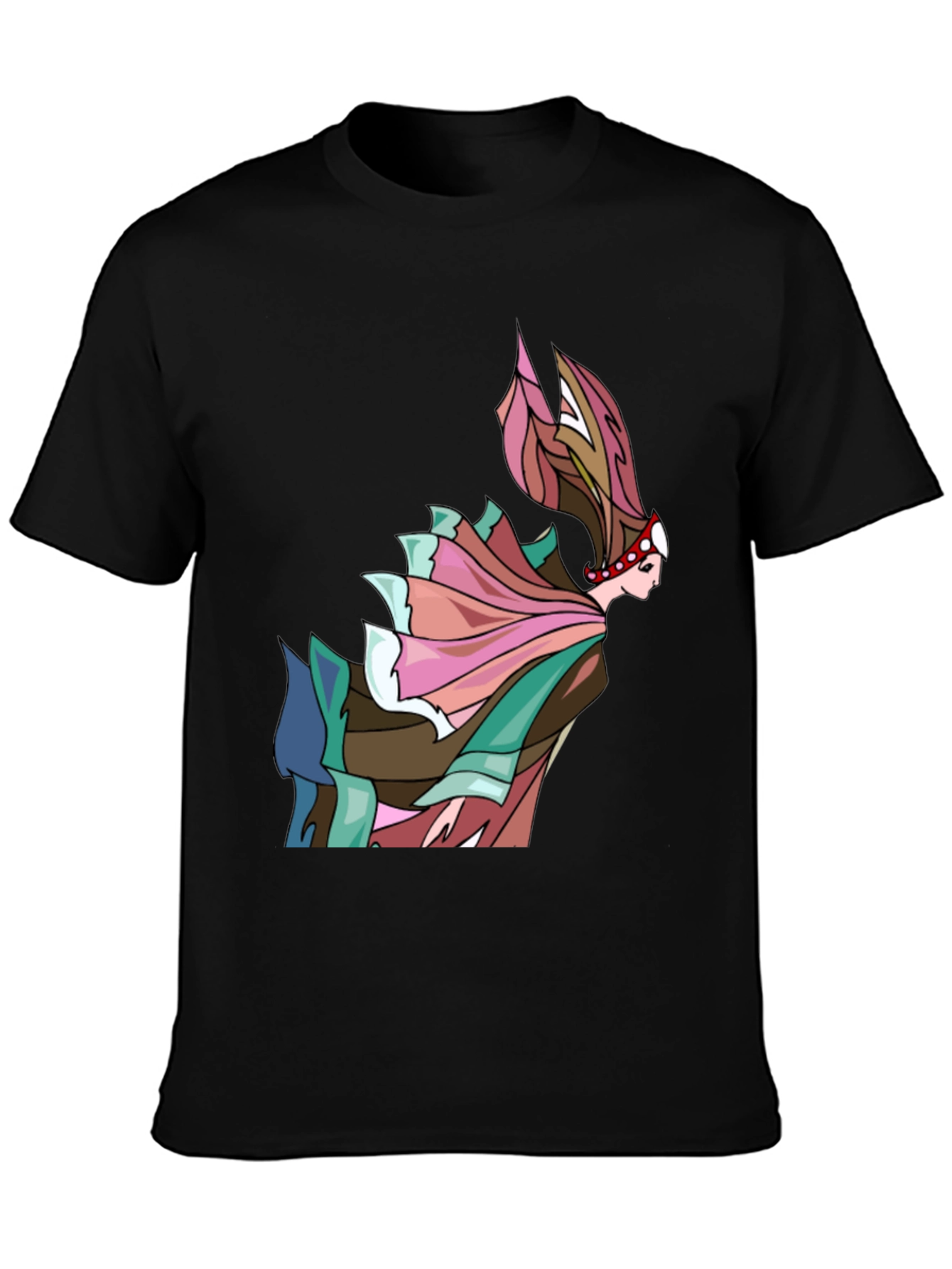 Abstract Woman Graphic Tee - Artistic Black T-Shirt