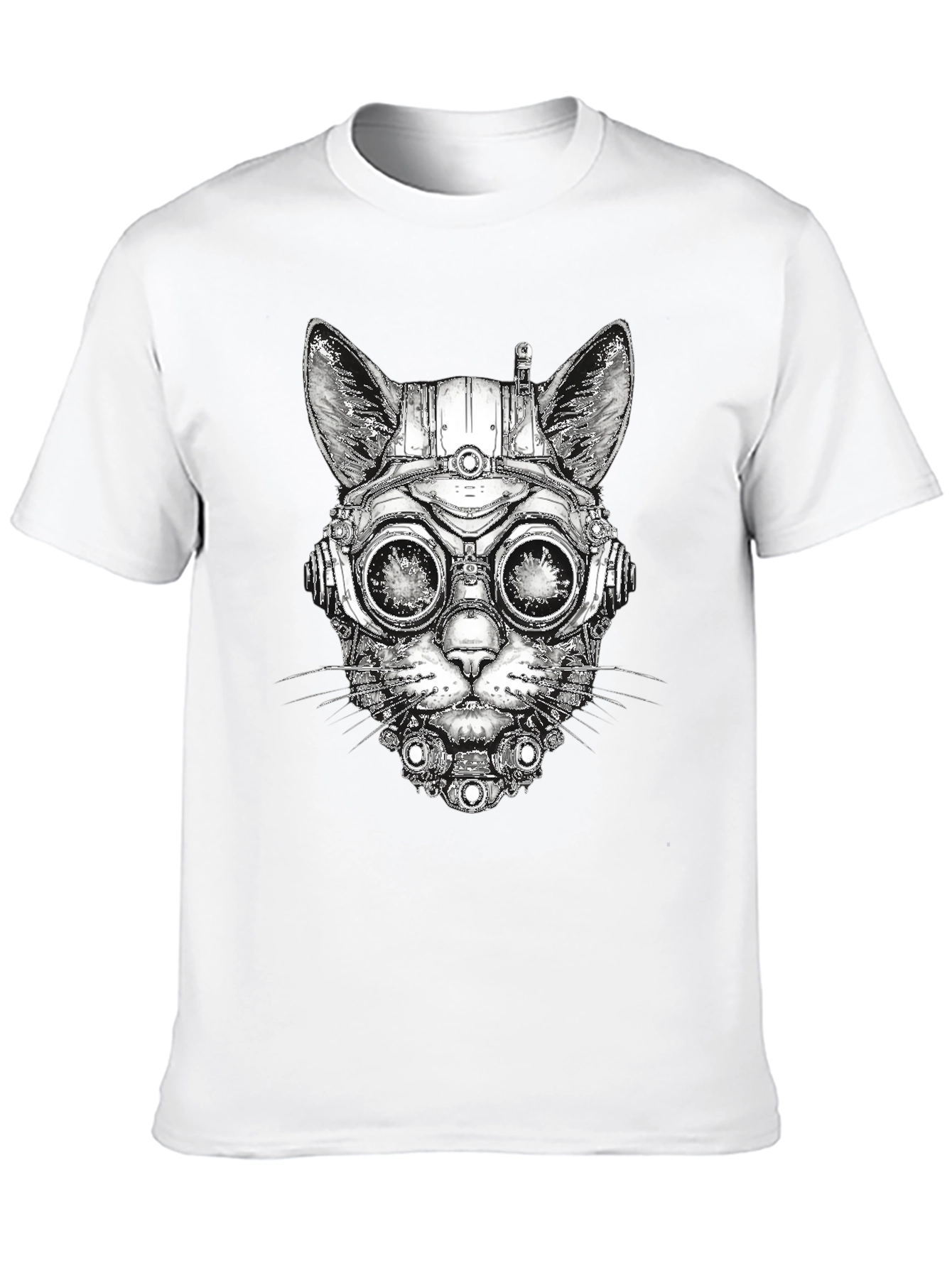 Steampunk Cat Graphic T-Shirt - Unique Design