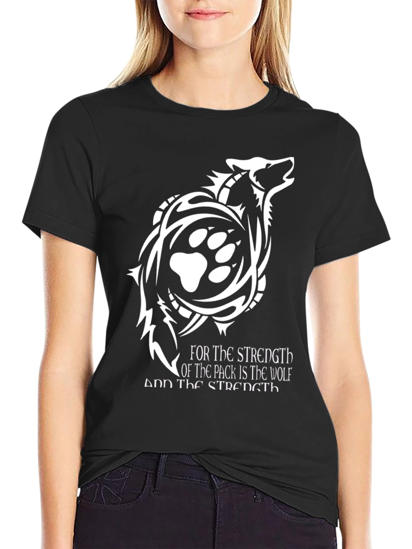 Wolf Pack Strength Graphic Tee - Black