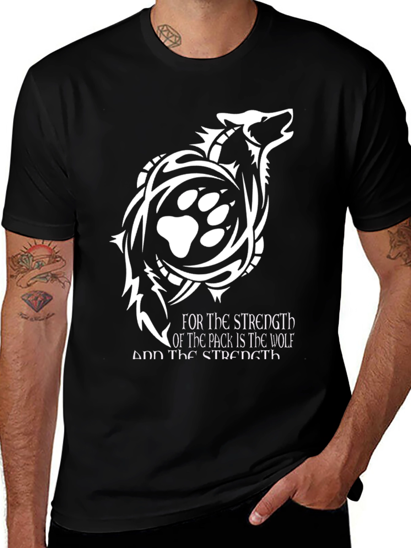 Wolf Pack Strength Graphic Tee - Black