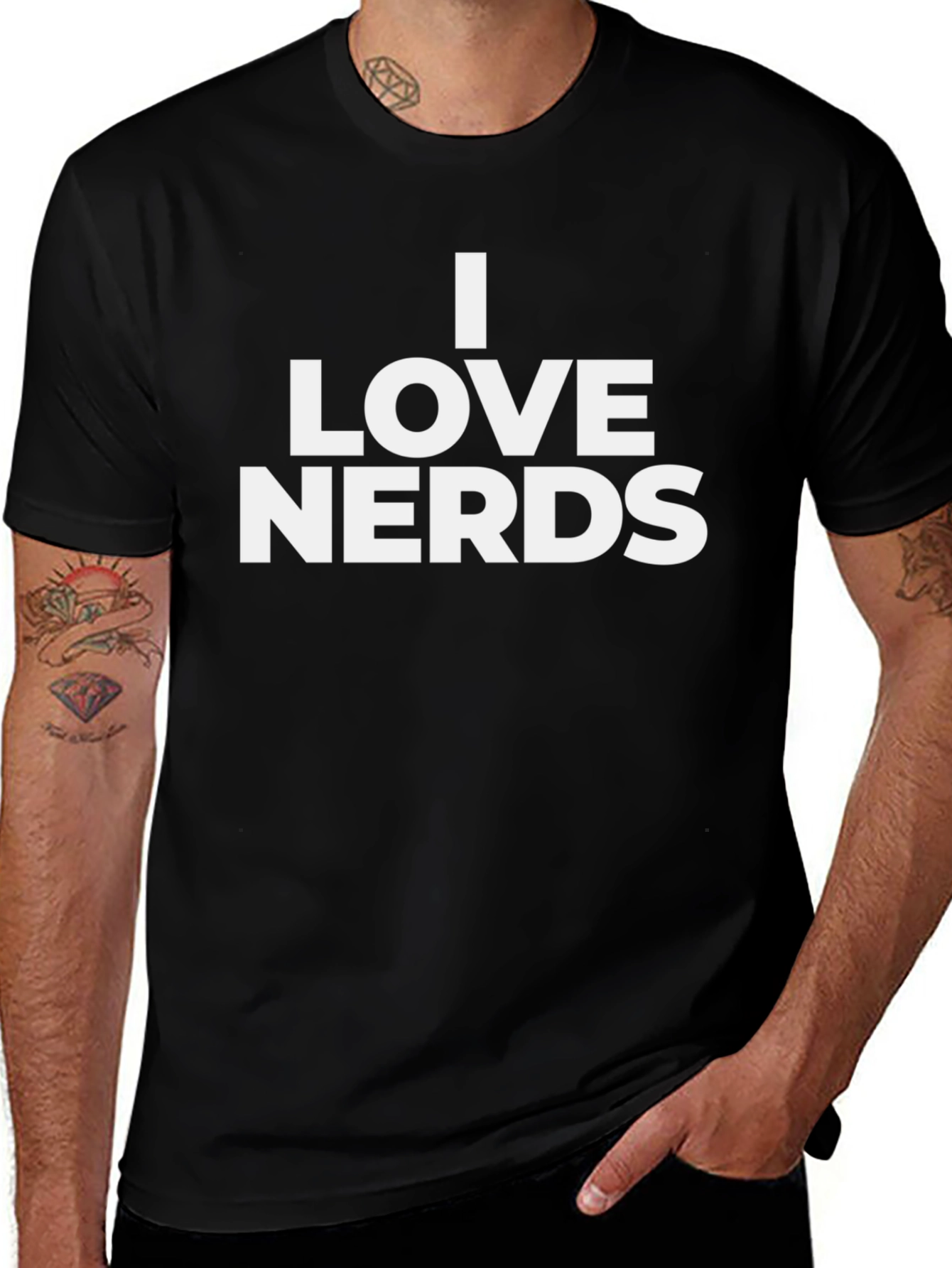 I Love Nerds T-Shirt - Black Crew Neck Tee