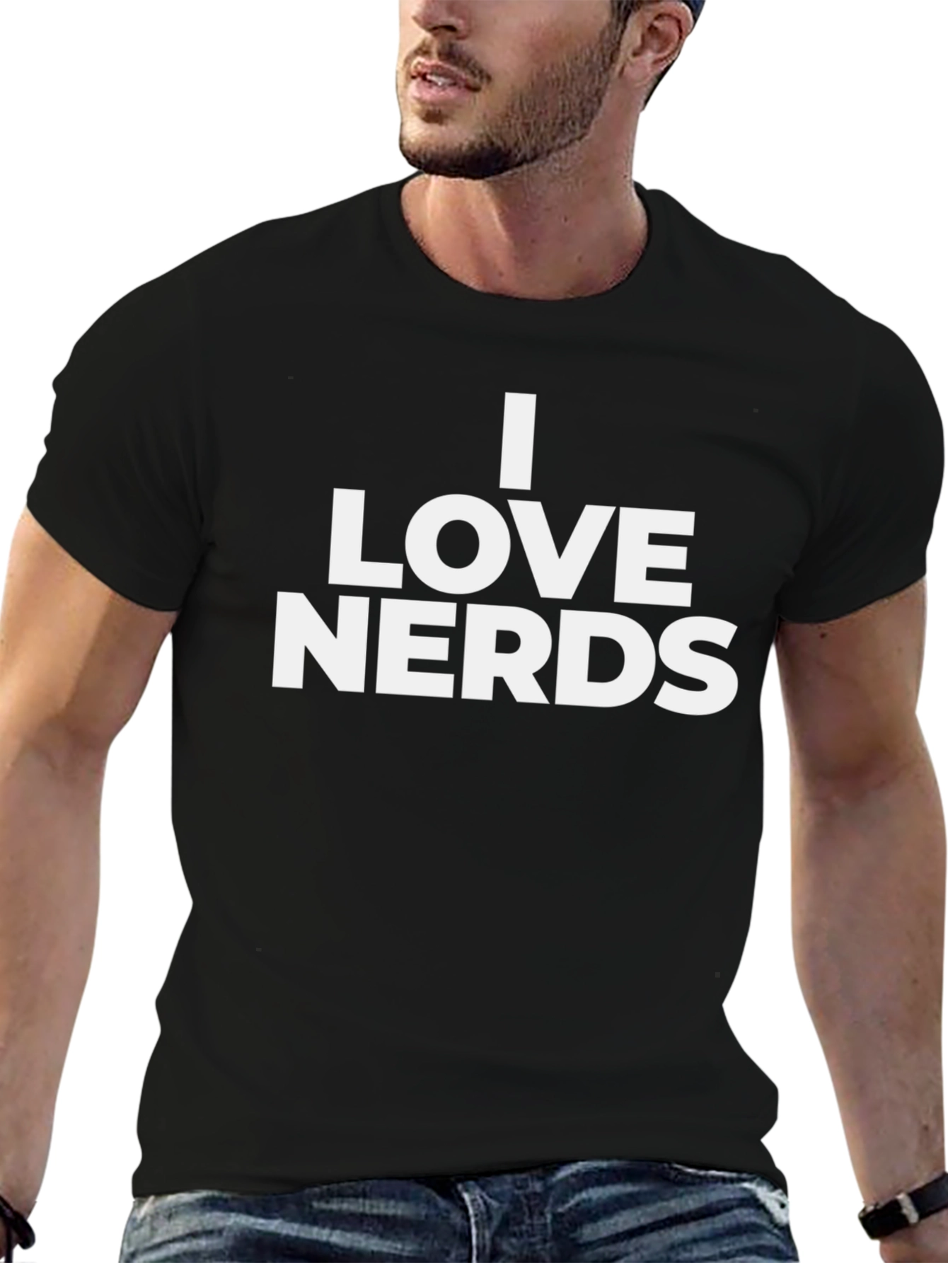 I Love Nerds T-Shirt - Black Crew Neck Tee