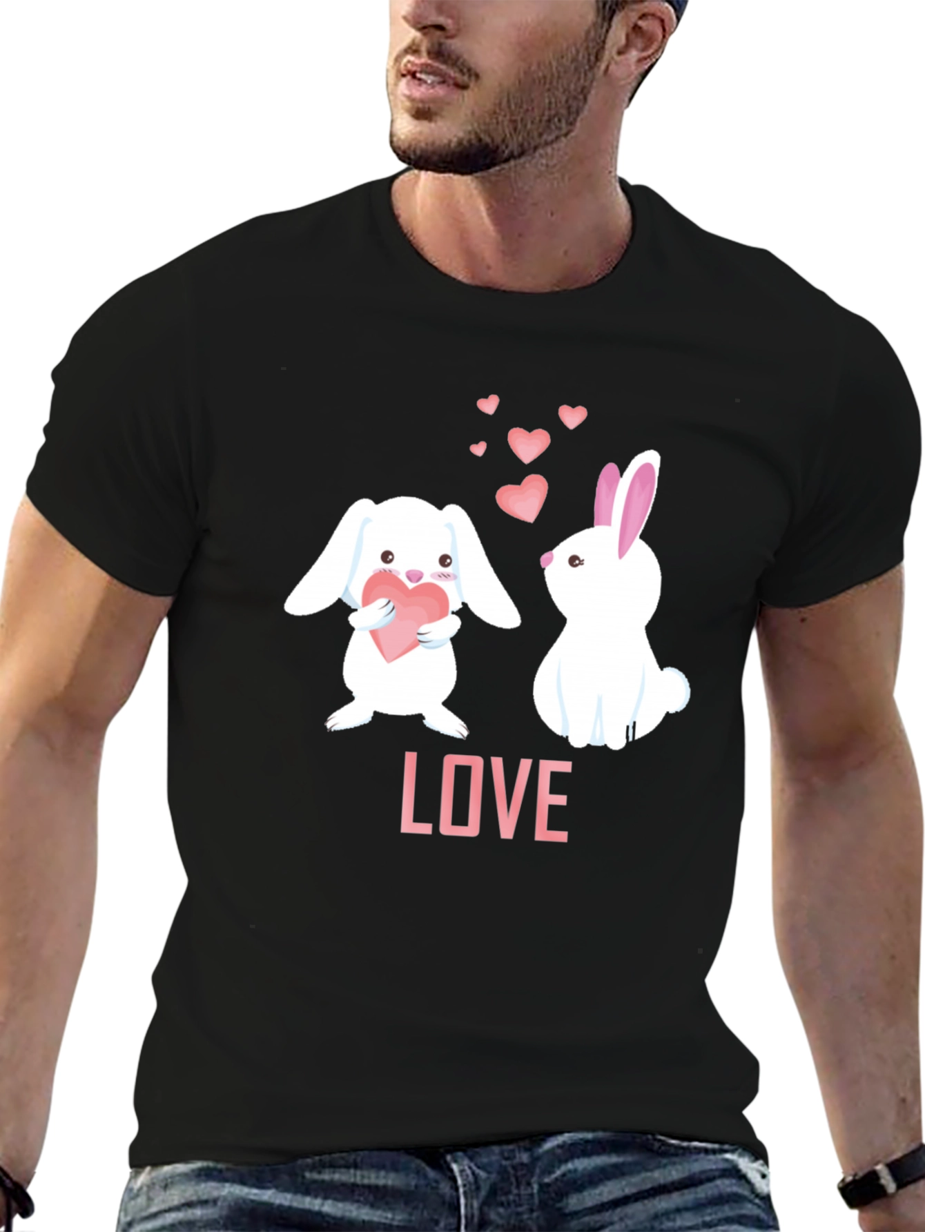 Cute Bunny LOVE Graphic Tee - Valentines Day