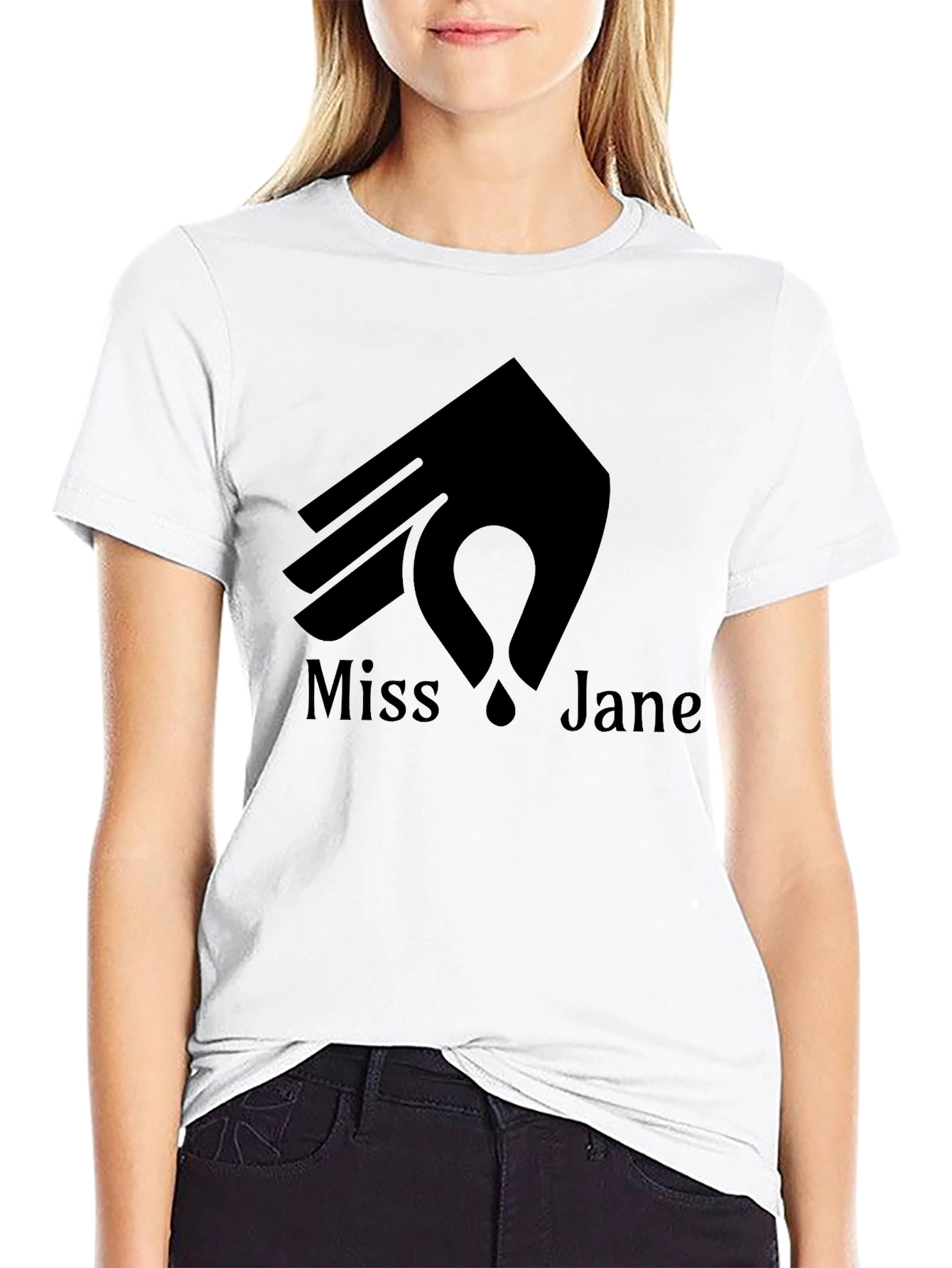 Miss Jane Tee - Black Cotton Graphic T-Shirt