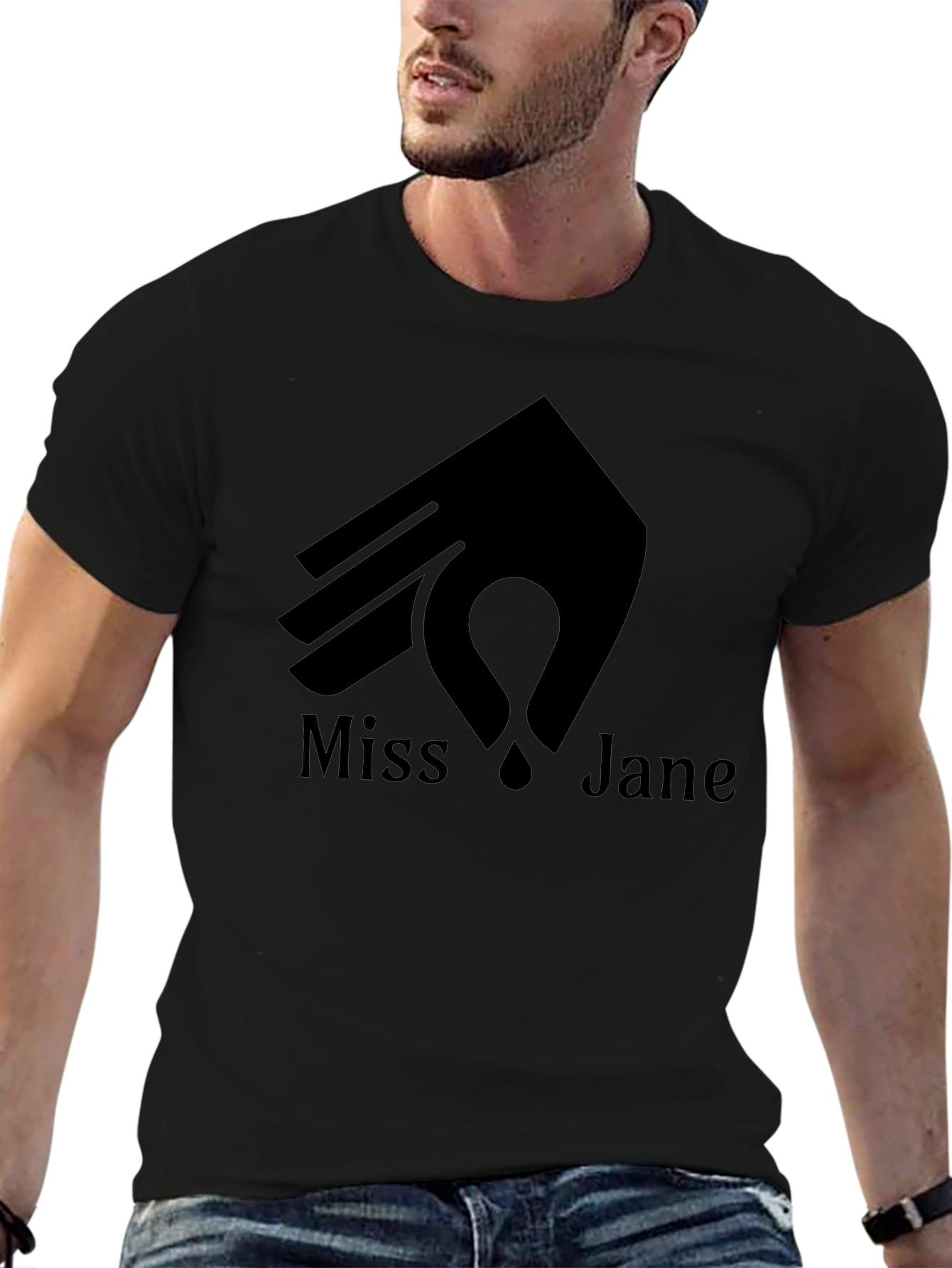Miss Jane Tee - Black Cotton Graphic T-Shirt