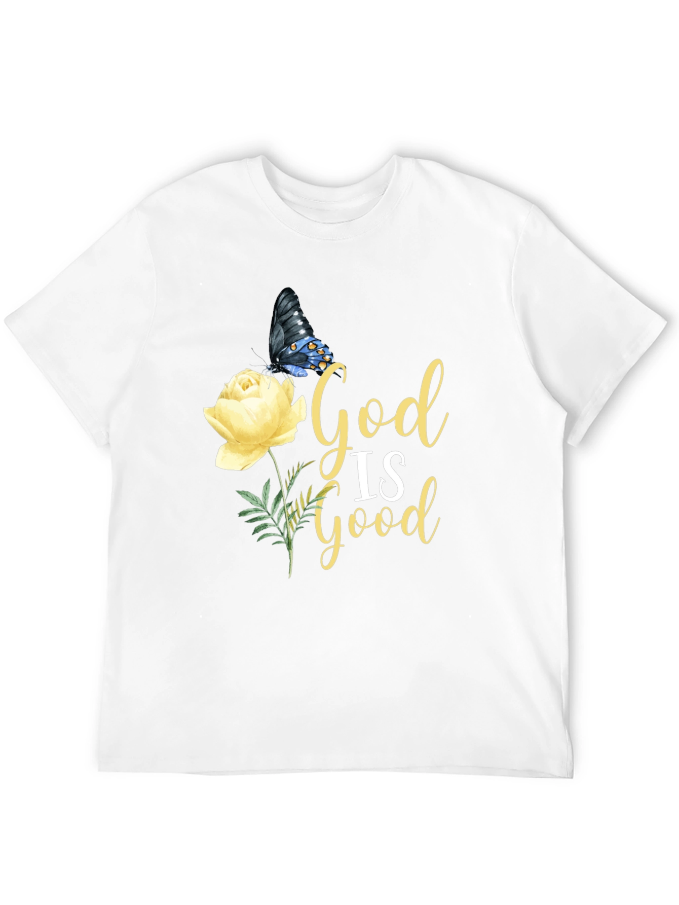 God is Good T-Shirt with Butterfly & Rose Design