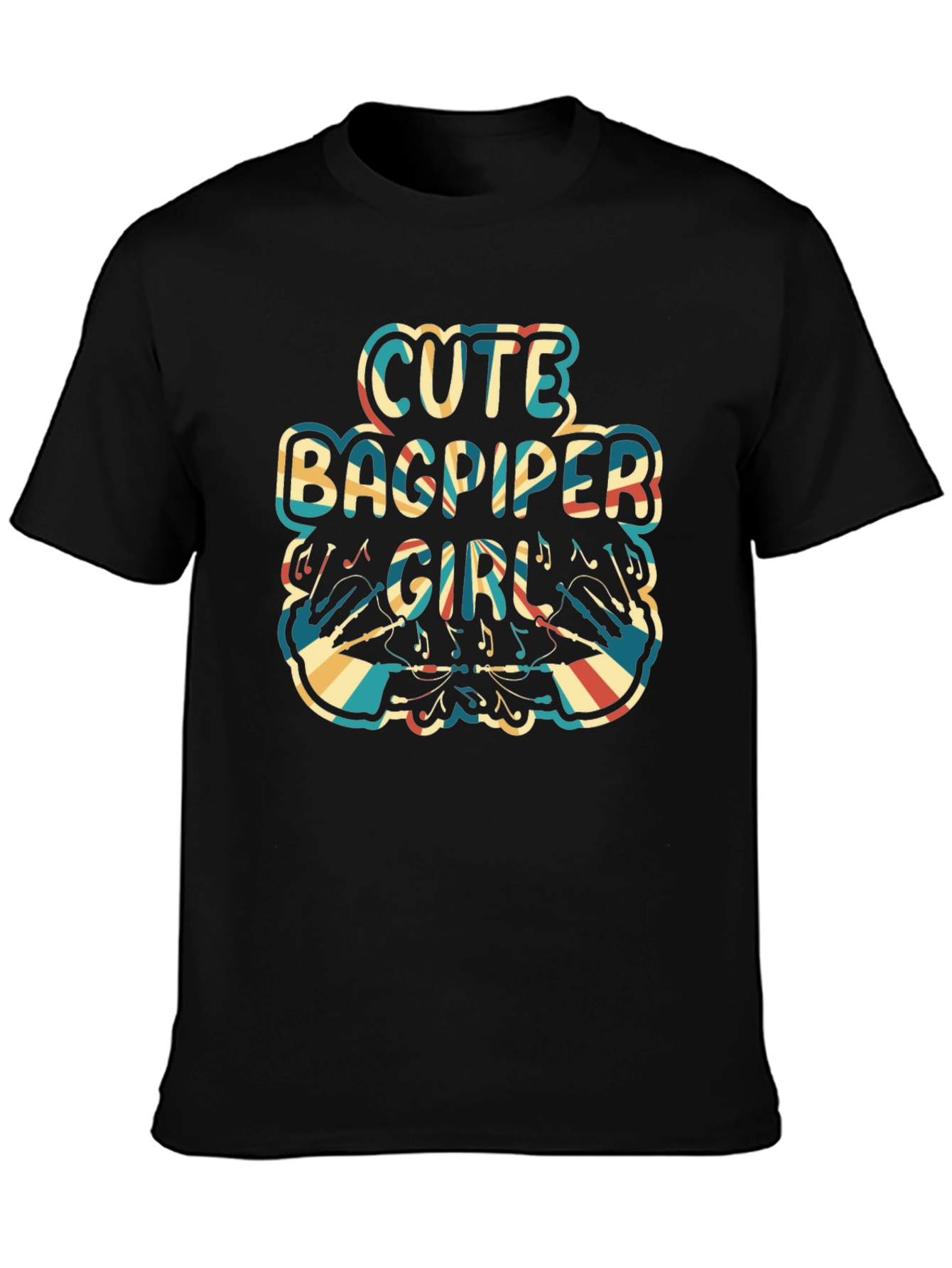 Cute Bagpiper Girl Retro T-Shirt