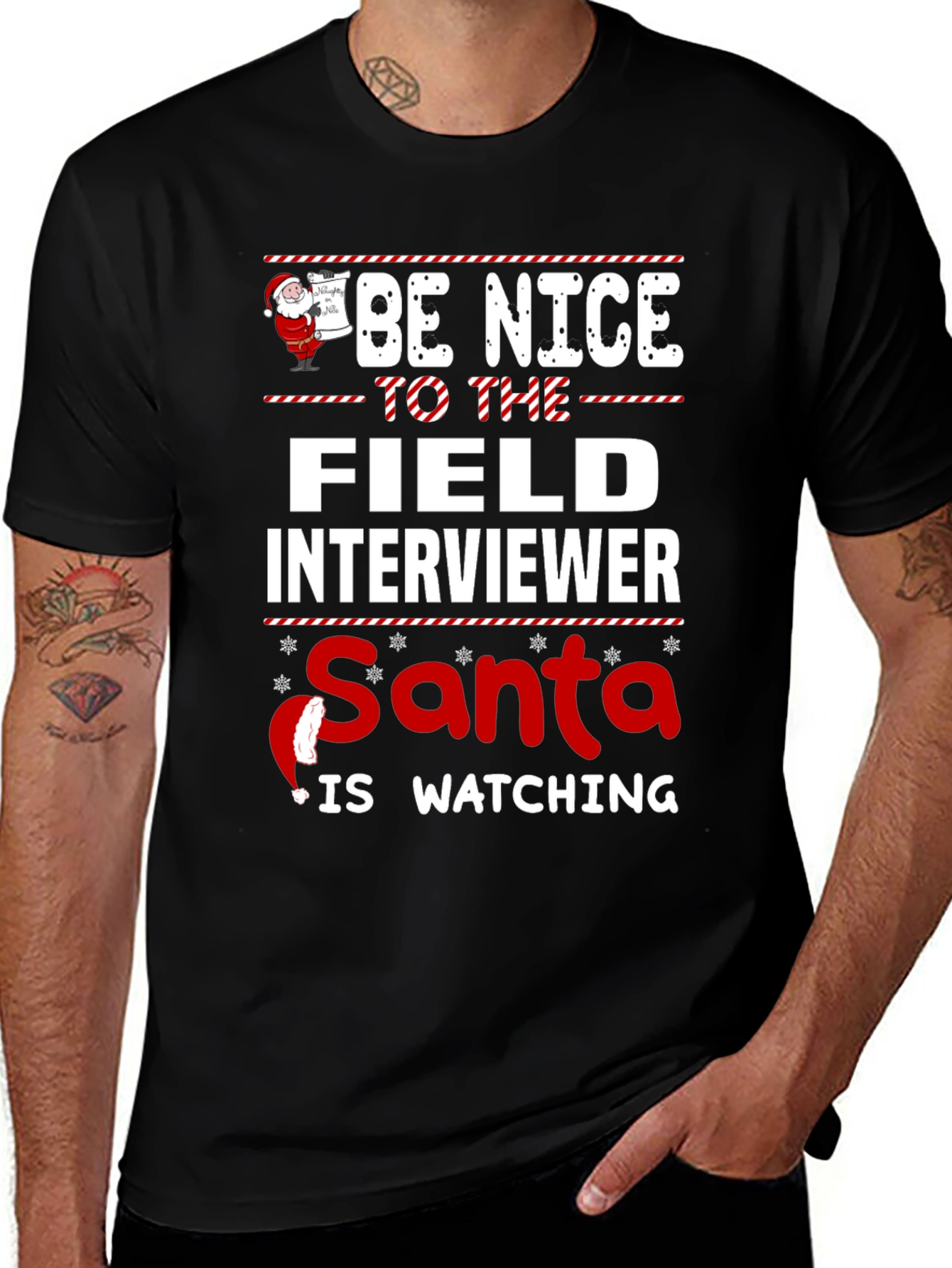 Be Nice to The Field Interviewer Santa Watching T-Shirt