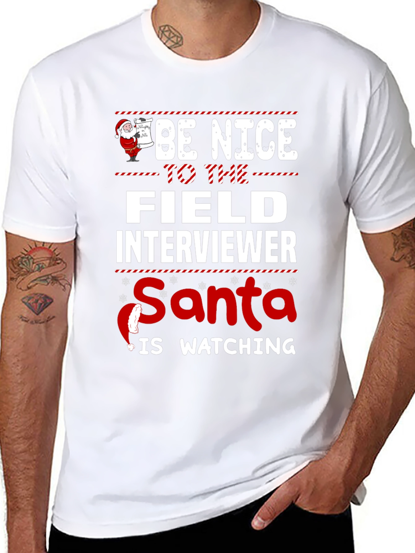 Be Nice to The Field Interviewer Santa Watching T-Shirt