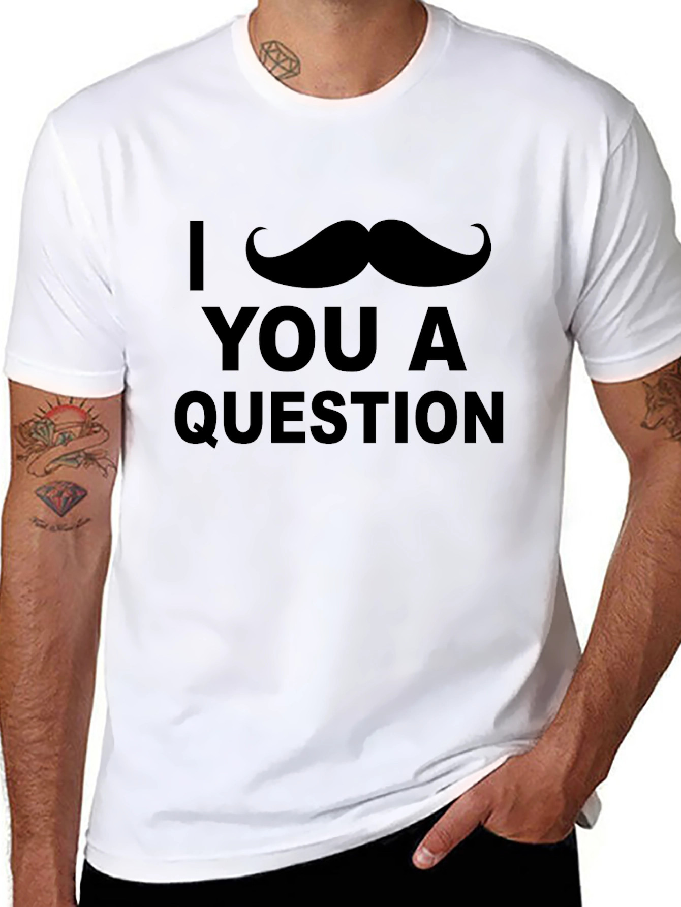 I Mustache You a Question Mens Graphic T-Shirt