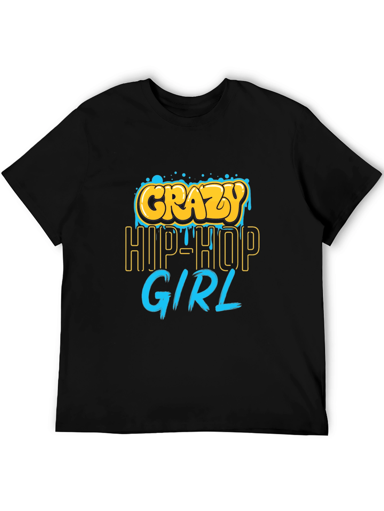 Crazy Hip-Hop Girl Graphic Tee - Black