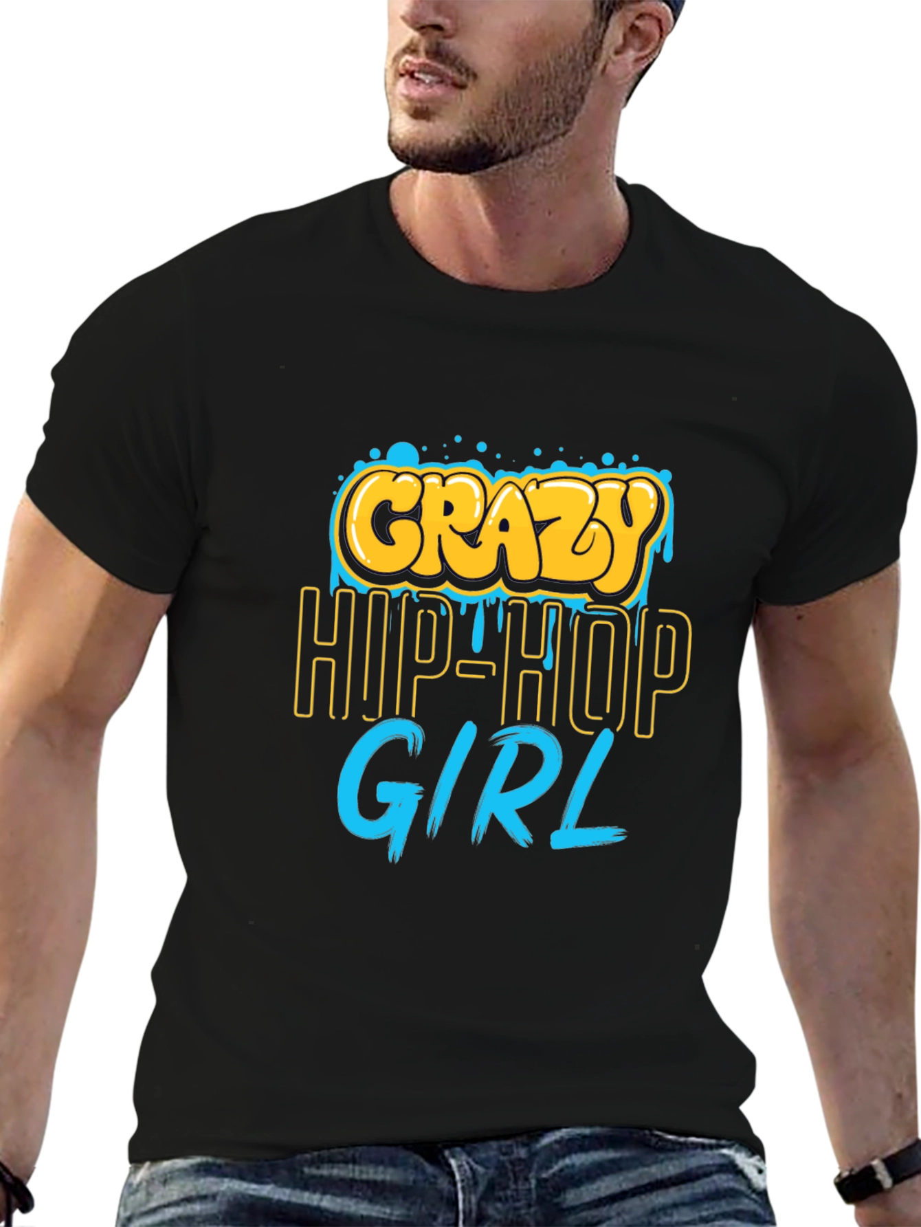 Crazy Hip-Hop Girl Graphic Tee - Black