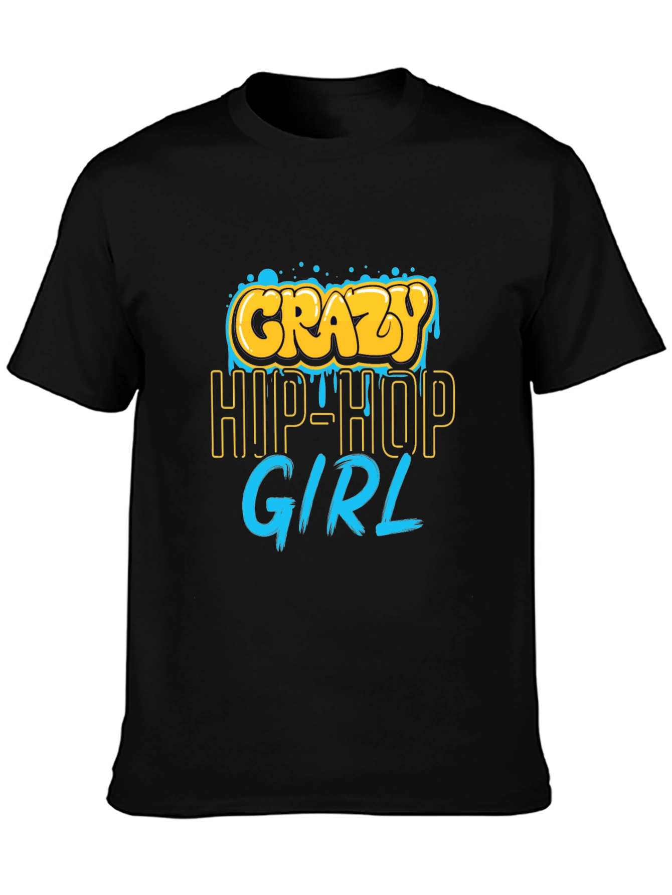 Crazy Hip-Hop Girl Graphic Tee - Black