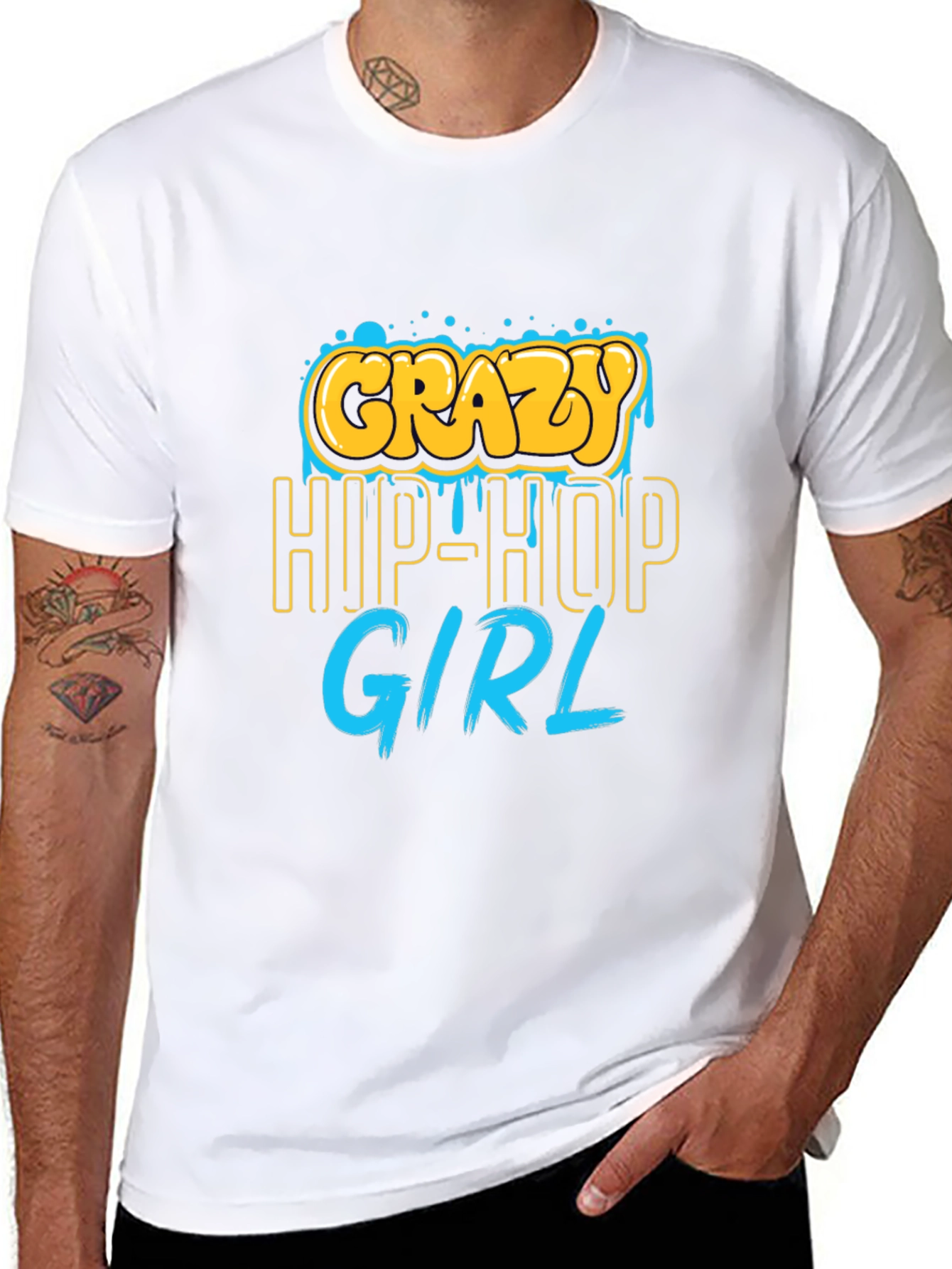 Crazy Hip-Hop Girl Graphic Tee - Black
