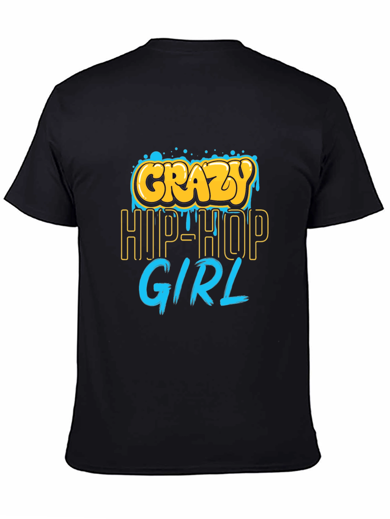Crazy Hip-Hop Girl Graphic Tee - Black