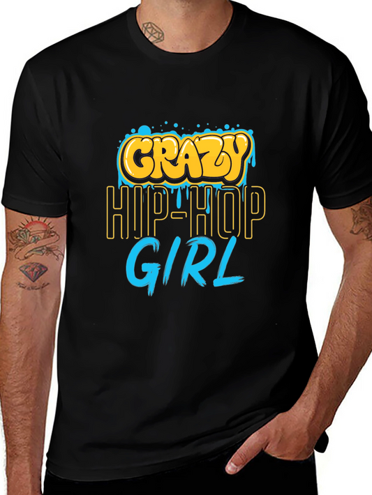 Crazy Hip-Hop Girl Graphic Tee - Black