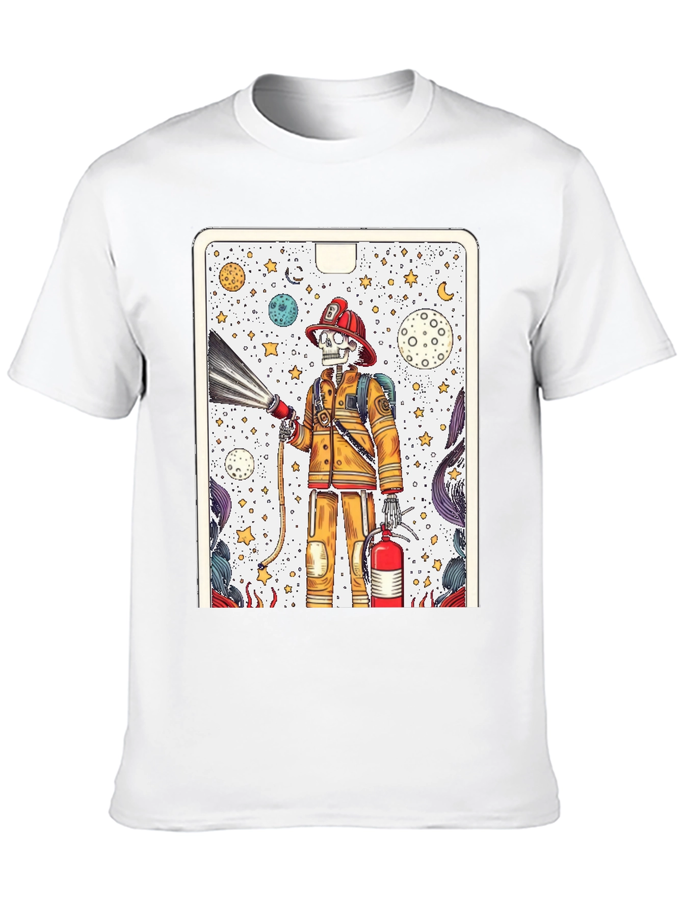 Skeleton Firefighter Graphic Tee - Unique Design