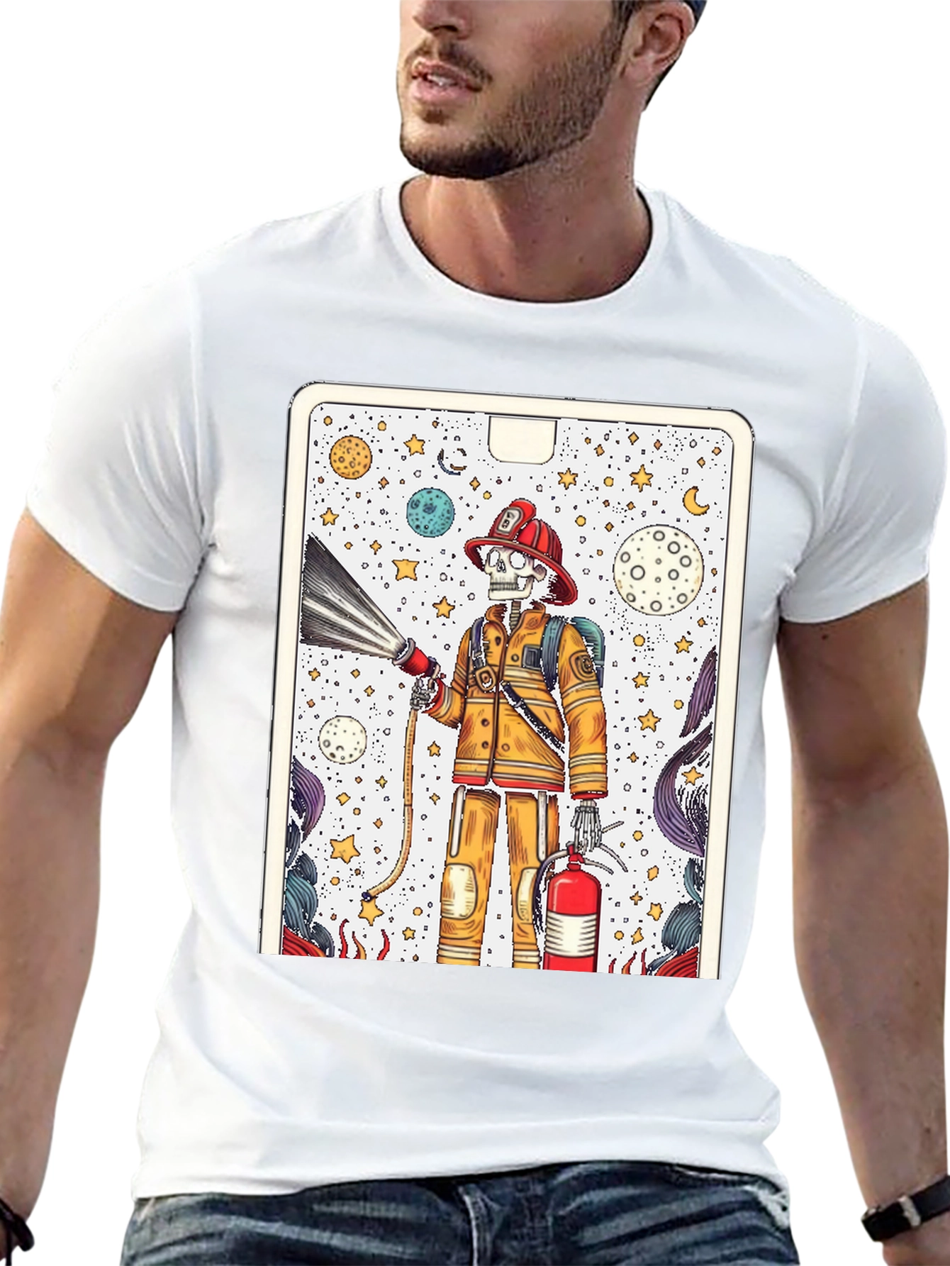 Skeleton Firefighter Graphic Tee - Unique Design