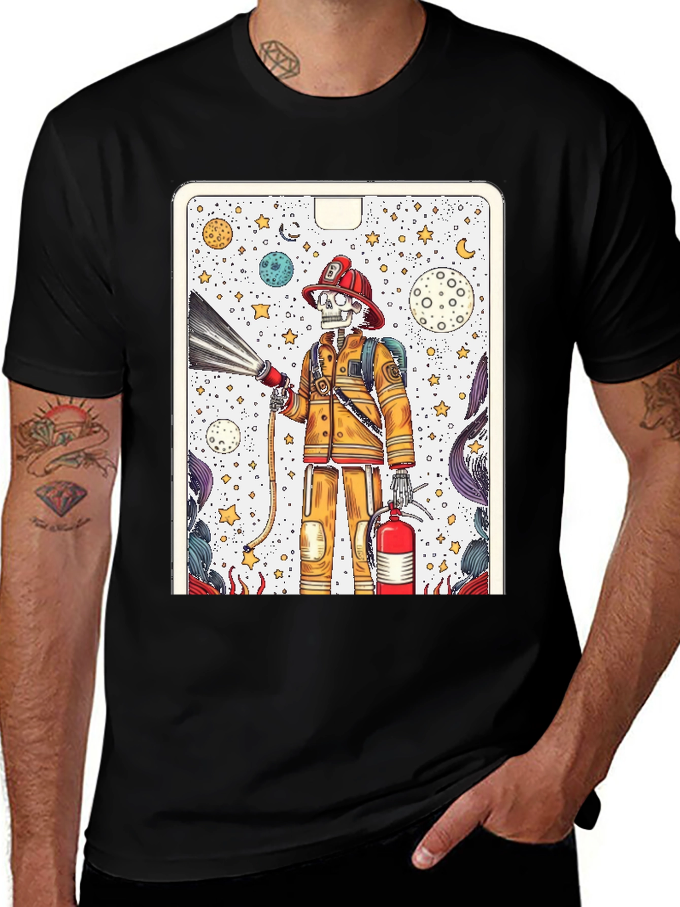 Skeleton Firefighter Graphic Tee - Unique Design