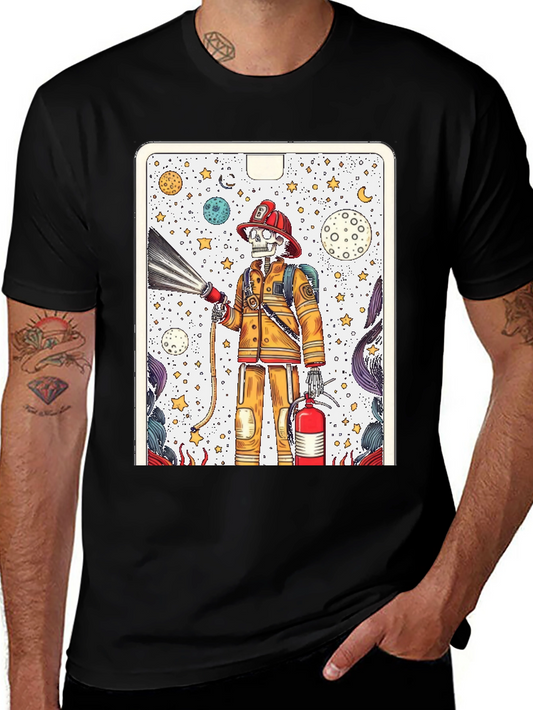 Skeleton Firefighter Graphic Tee - Unique Design