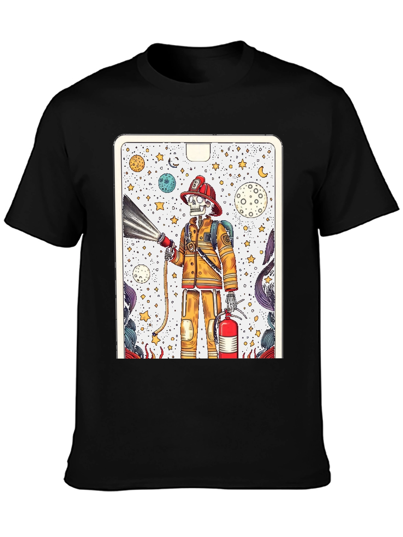 Skeleton Firefighter Graphic Tee - Unique Design