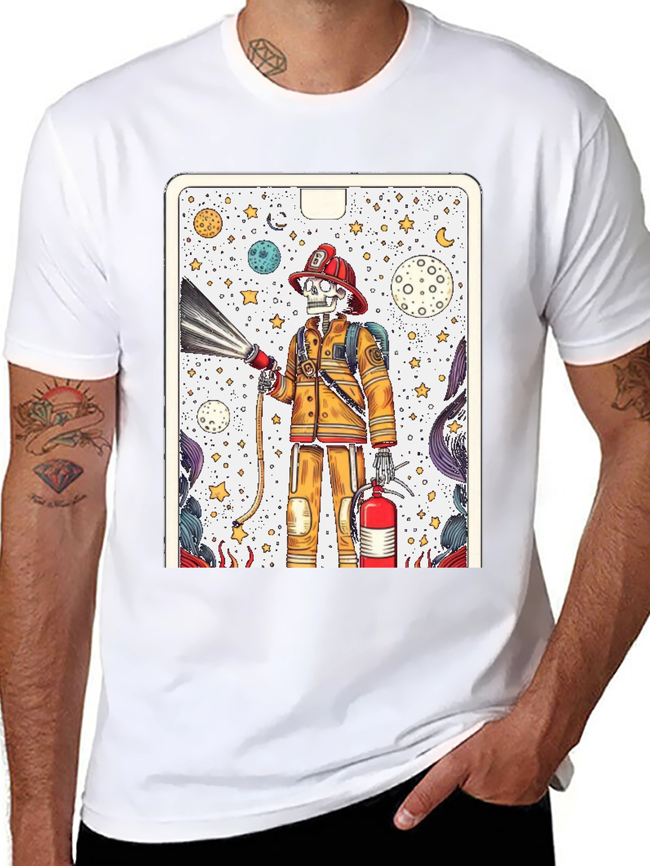 Skeleton Firefighter Graphic Tee - Unique Design