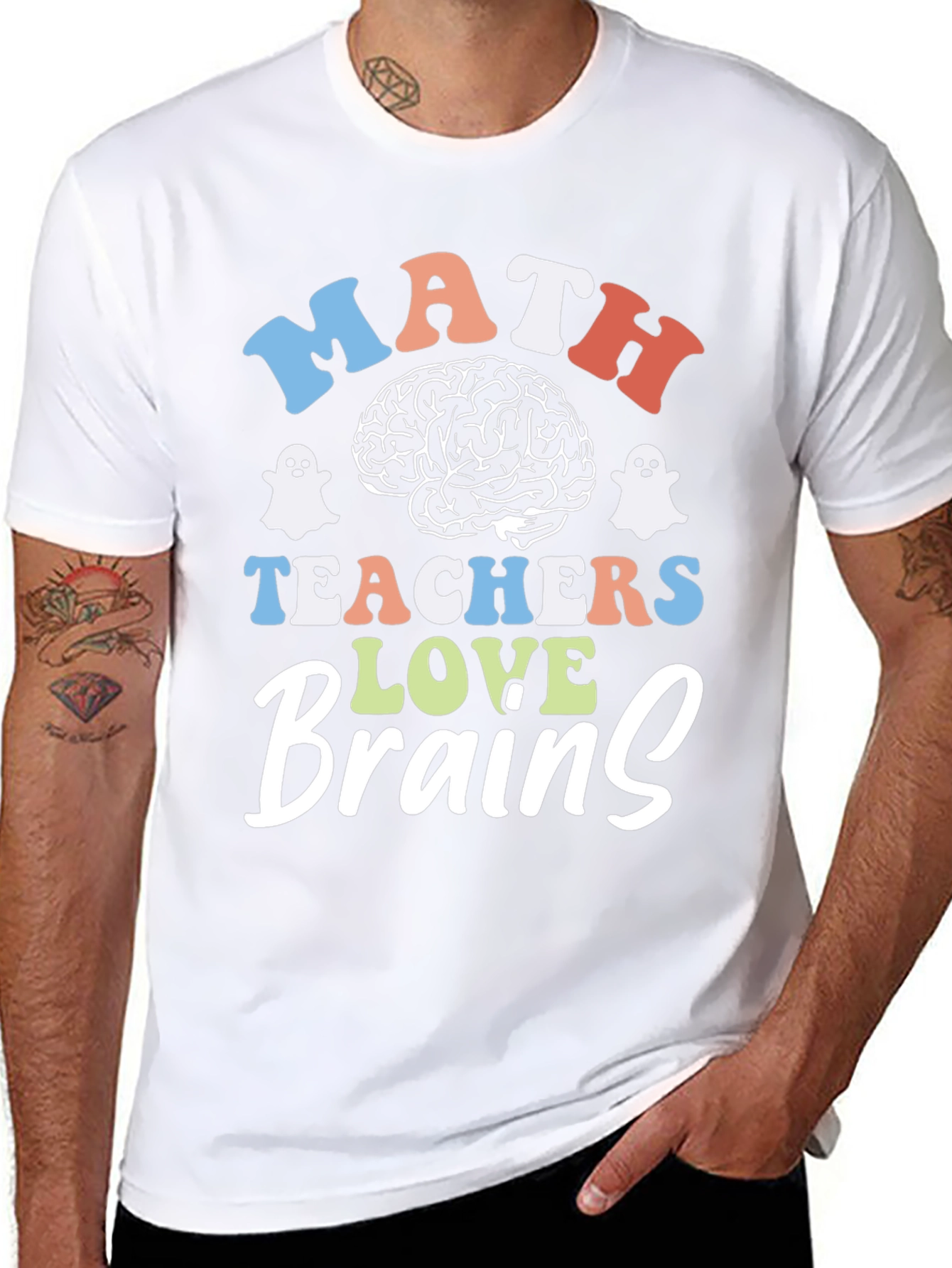 Math Teachers Love Brains Graphic T-Shirt