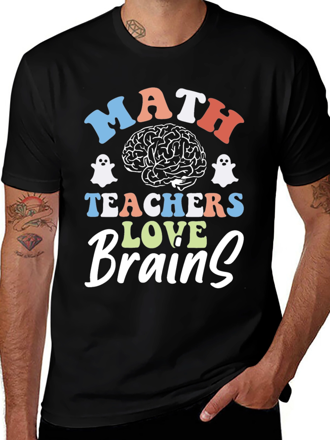 Math Teachers Love Brains Graphic T-Shirt