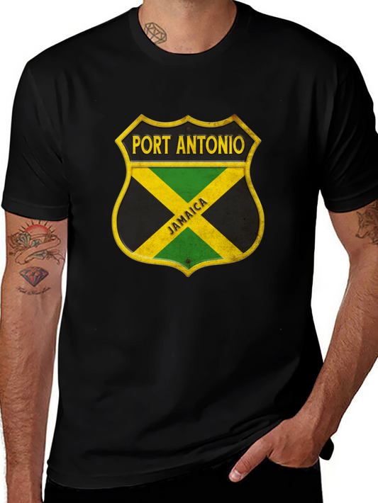 Port Antonio Jamaica Shield Black T-Shirt