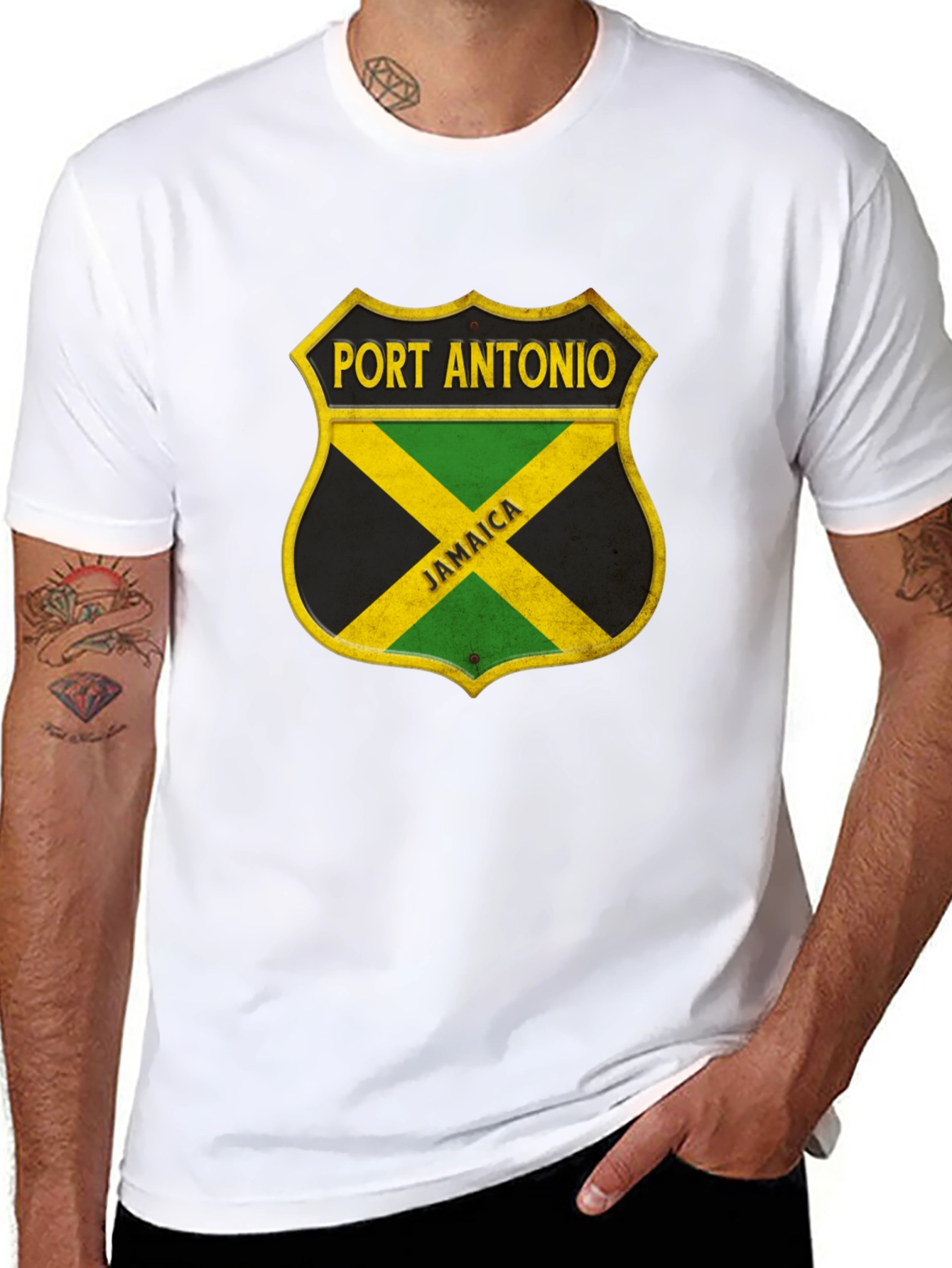 Port Antonio Jamaica Shield Black T-Shirt