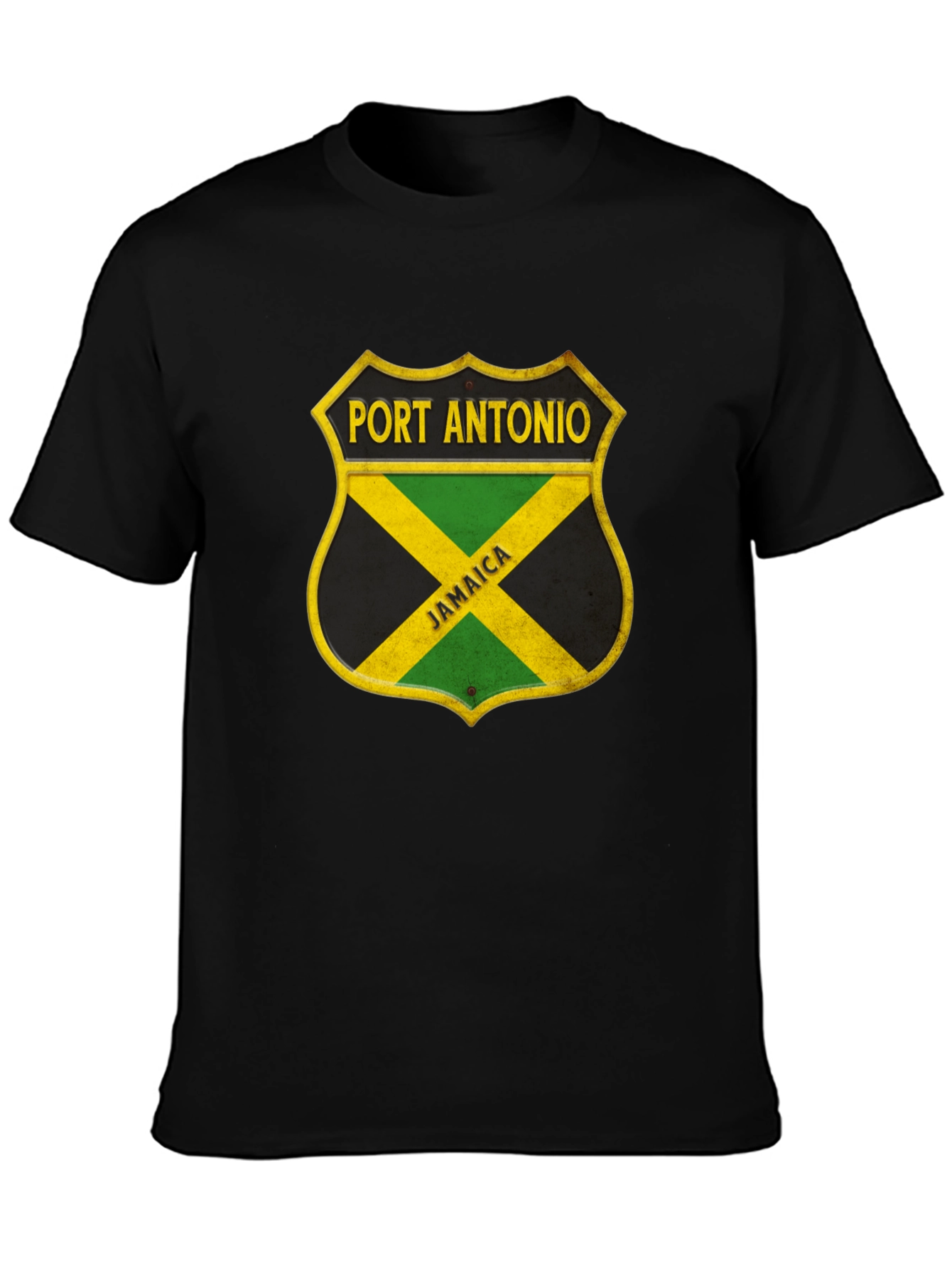 Port Antonio Jamaica Shield Black T-Shirt
