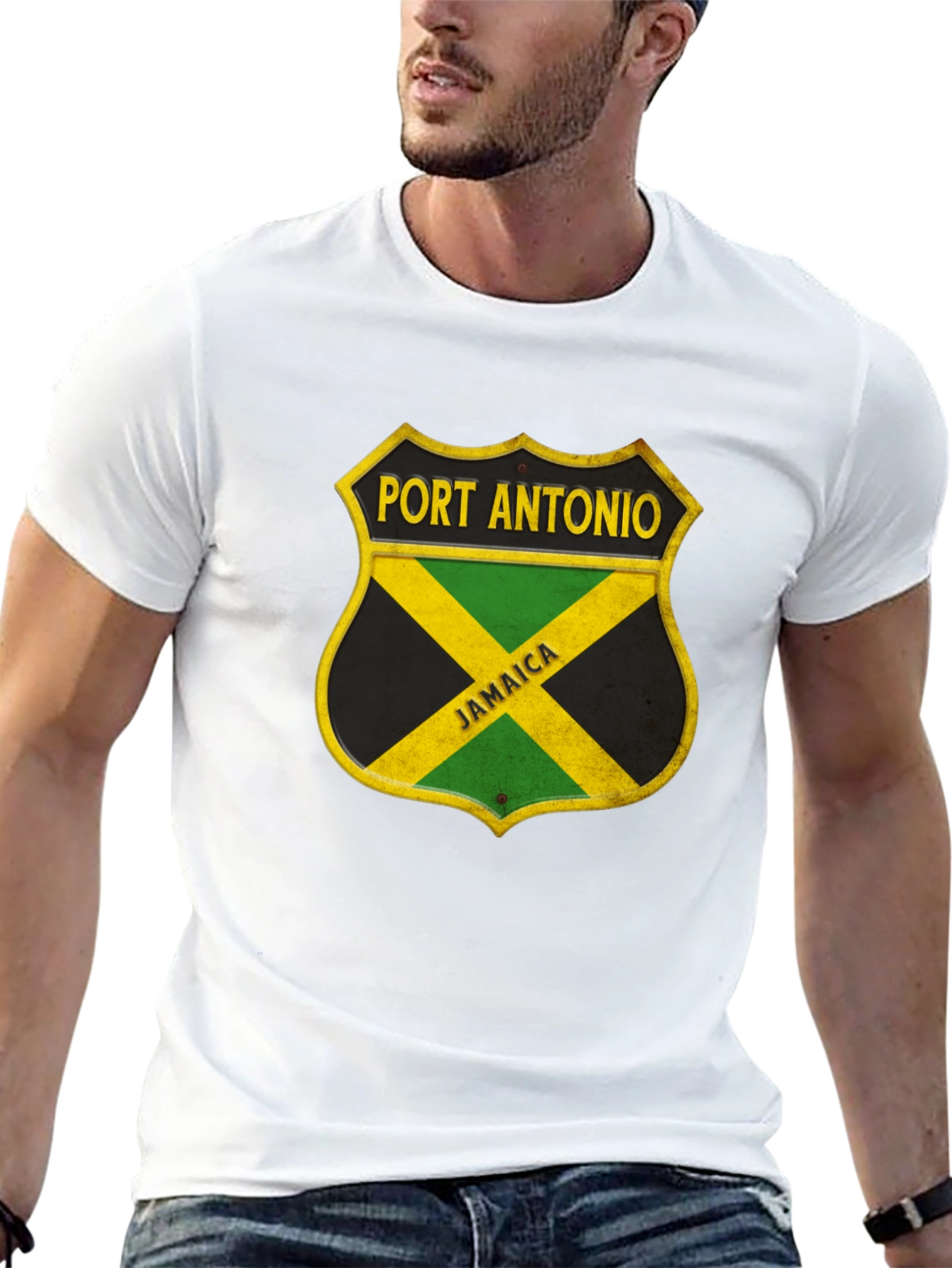 Port Antonio Jamaica Shield Black T-Shirt