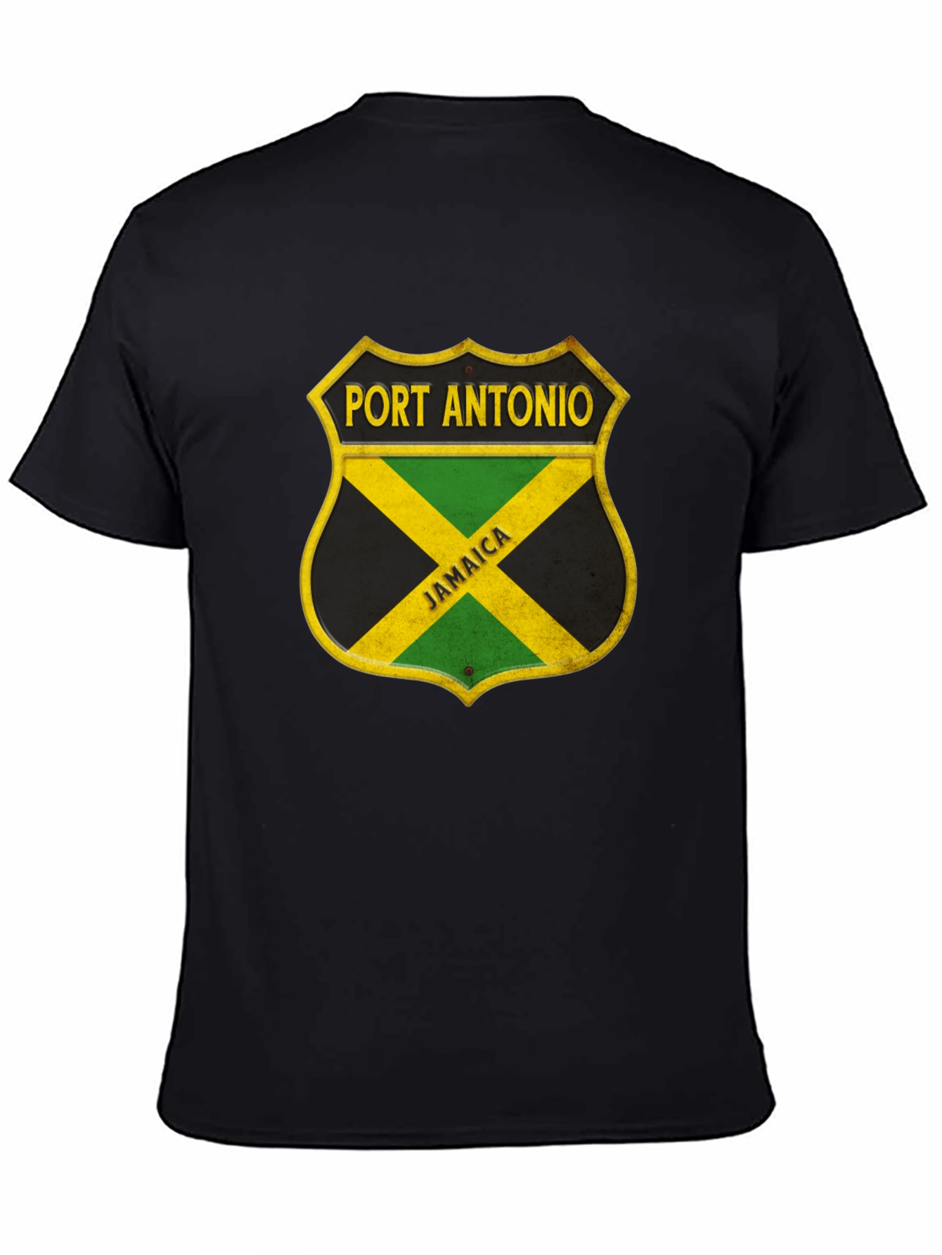 Port Antonio Jamaica Shield Black T-Shirt