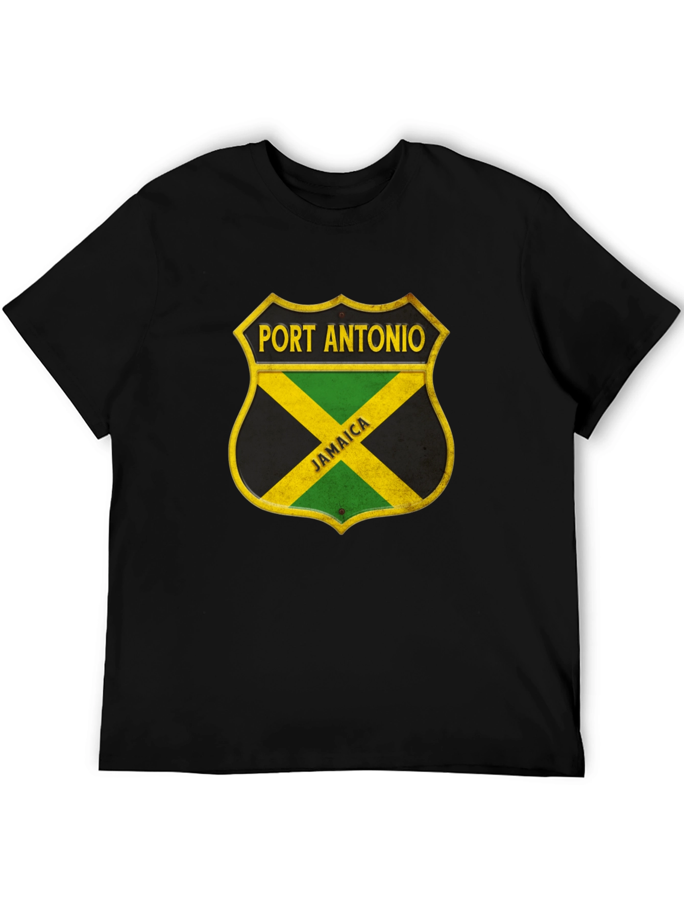 Port Antonio Jamaica Shield Black T-Shirt