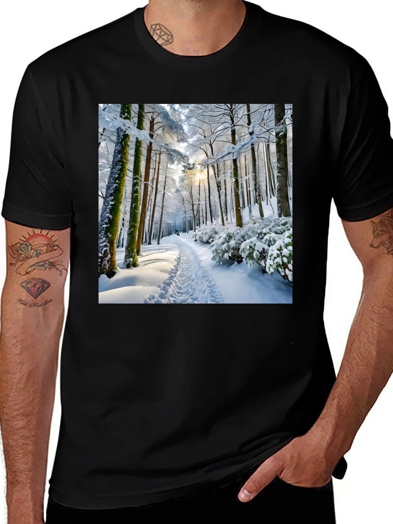 Winter Forest Scene Graphic Tee