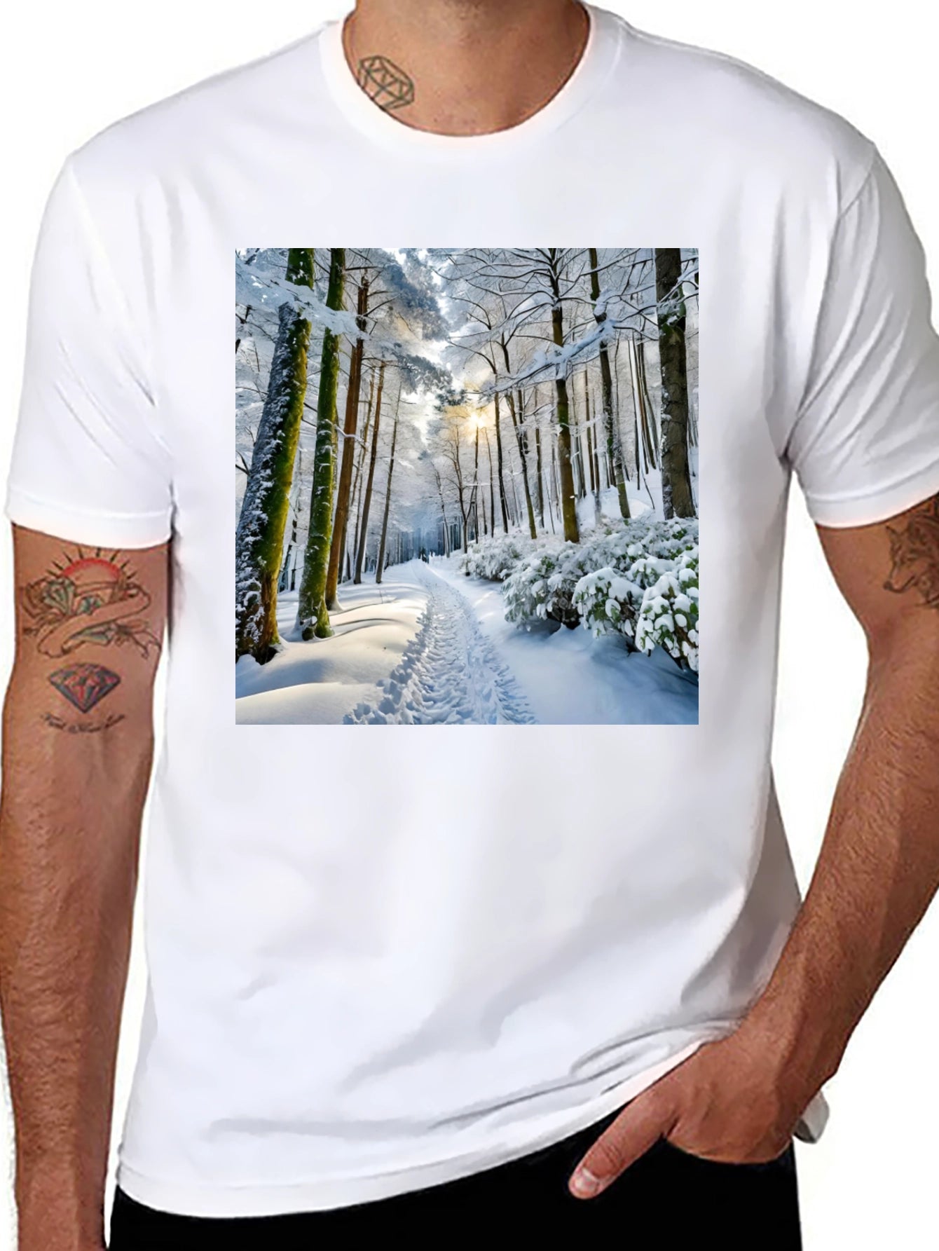 Winter Forest Scene Graphic Tee