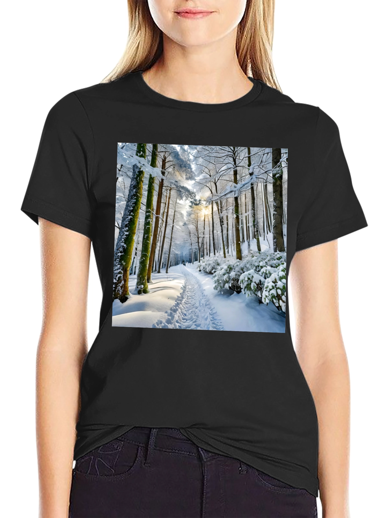 Winter Forest Scene Graphic Tee