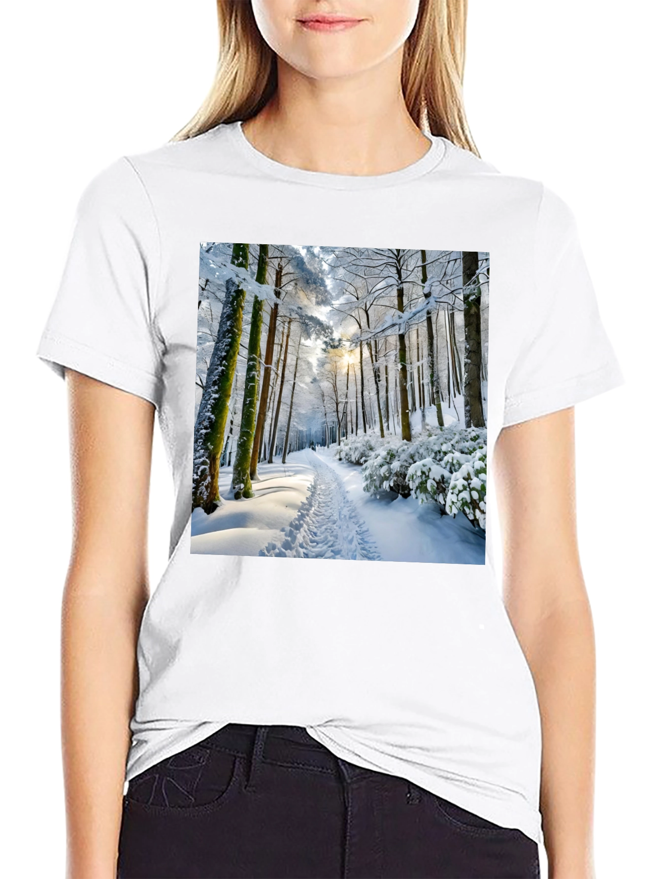 Winter Forest Scene Graphic Tee