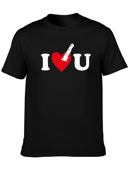 I Heart U Knife Graphic T-Shirt - Edgy Love Tee