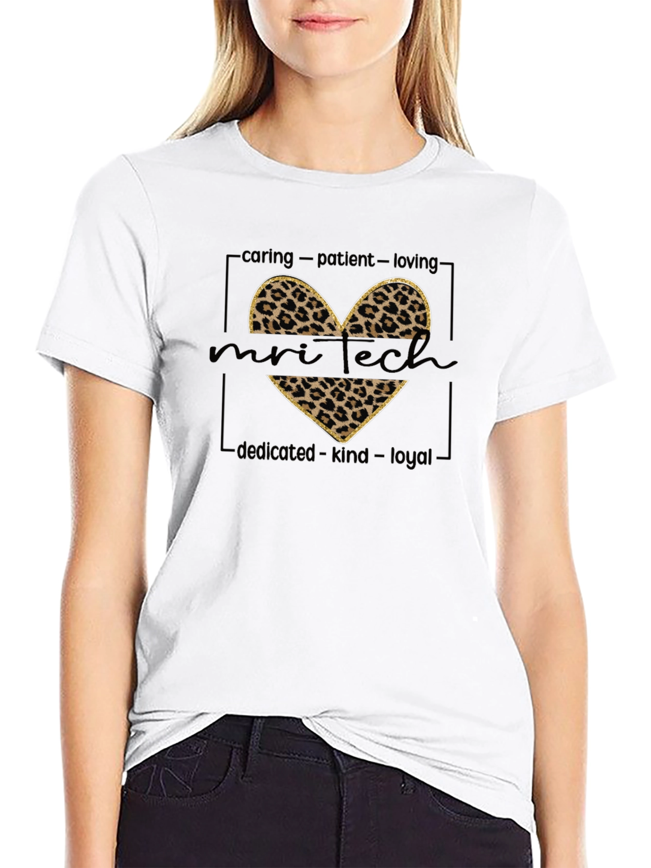 MRI Tech Leopard Heart Graphic Tee